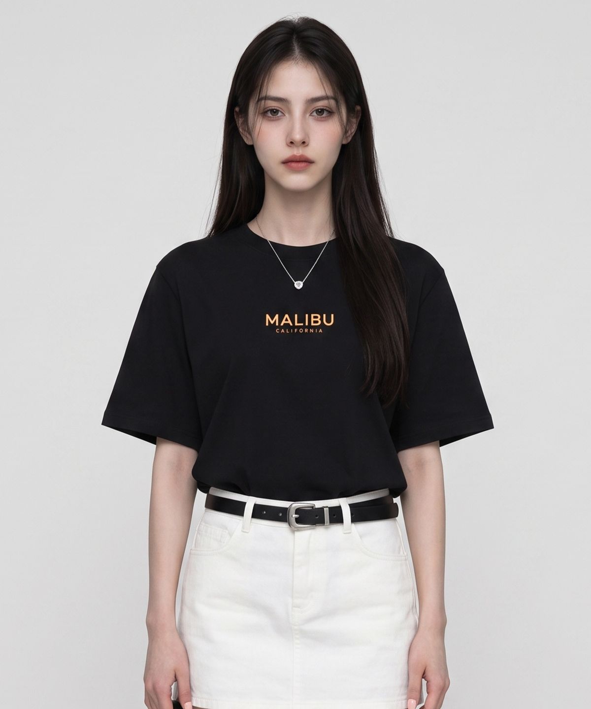 메종니아트(MAISON DE NEART) [MALIBU] 면 16수 프린팅 반팔 티셔츠 말리부_(2color)