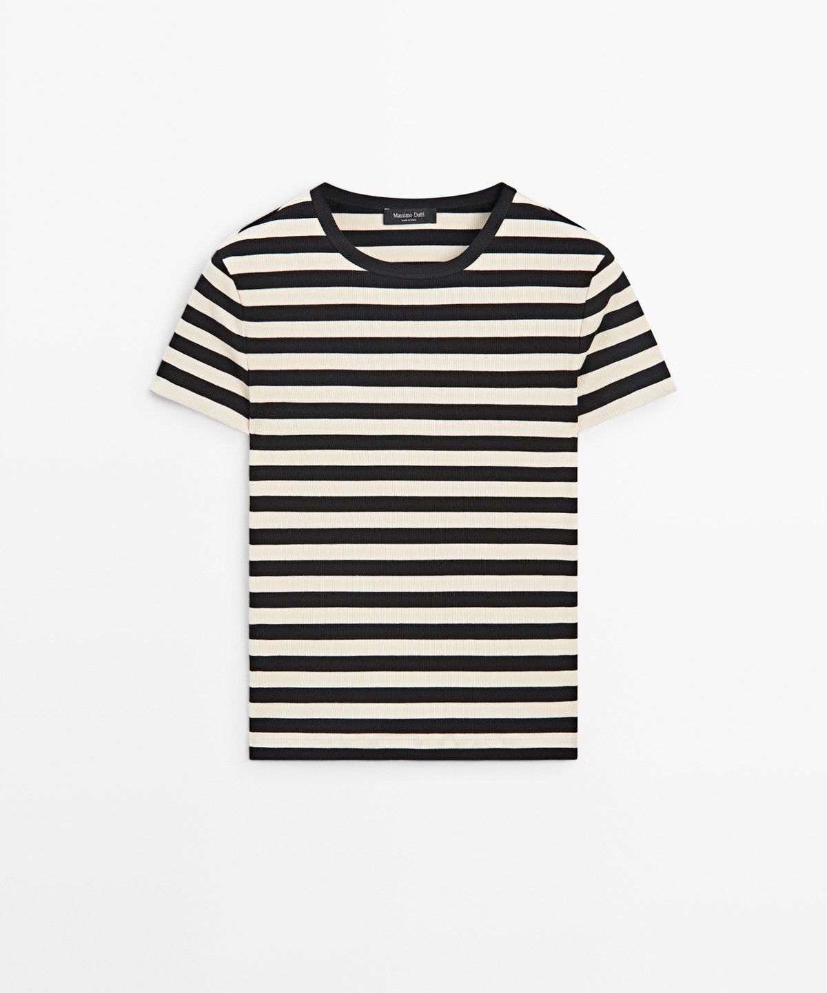 마시모두띠(MASSIMO DUTTI) 스트라이프 코튼 블렌드 반팔 티셔츠