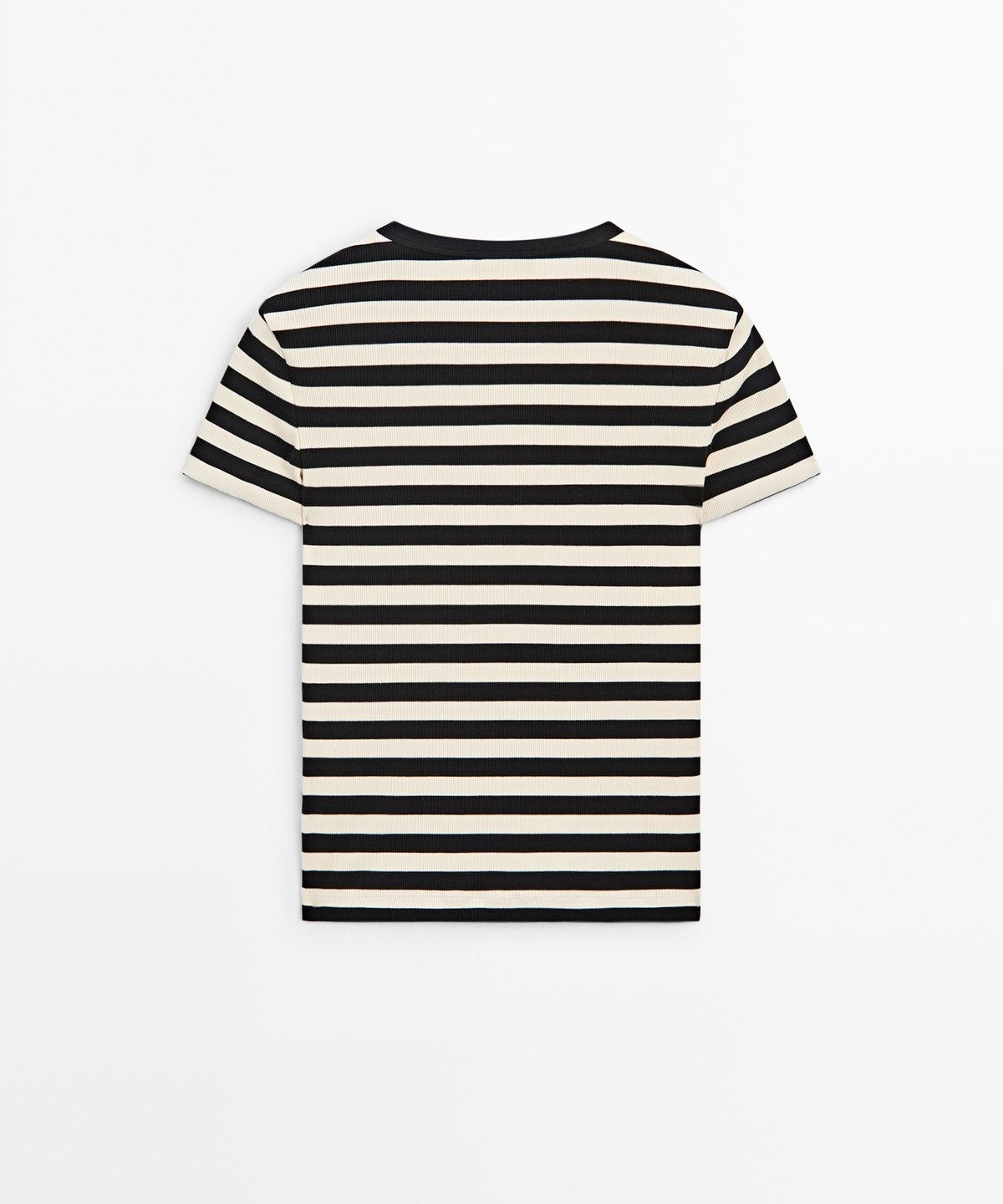 마시모두띠(MASSIMO DUTTI) 스트라이프 코튼 블렌드 반팔 티셔츠