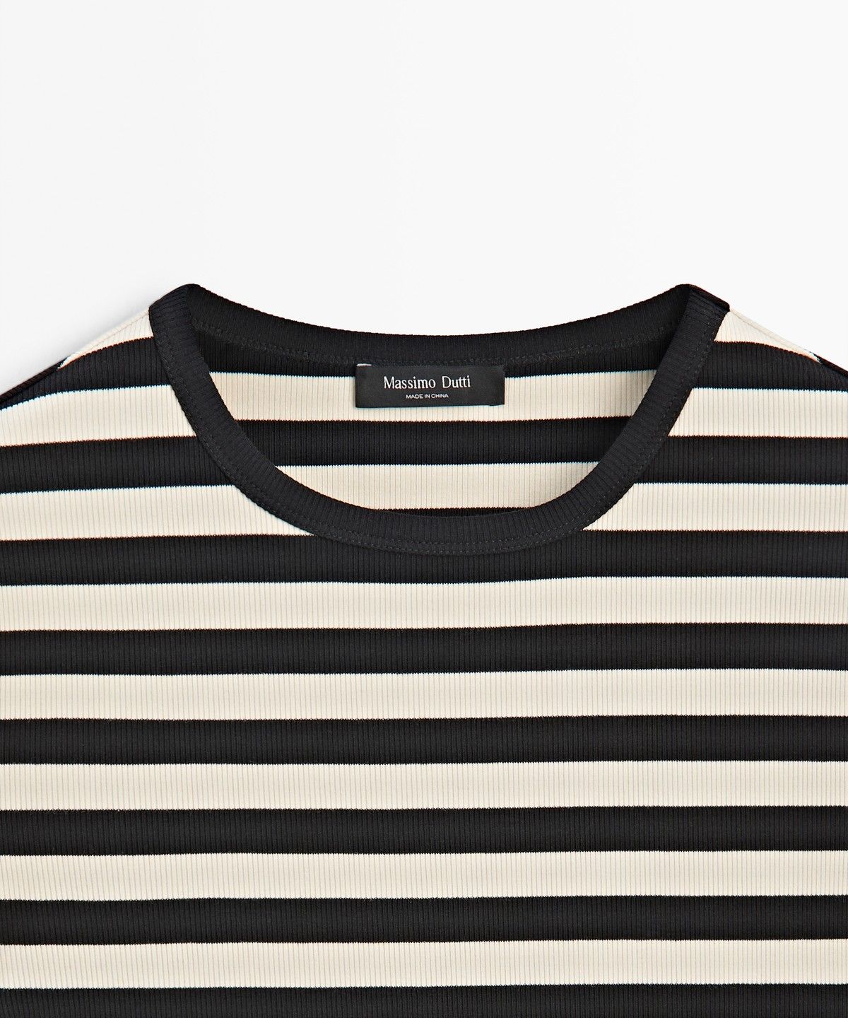 마시모두띠(MASSIMO DUTTI) 스트라이프 코튼 블렌드 반팔 티셔츠