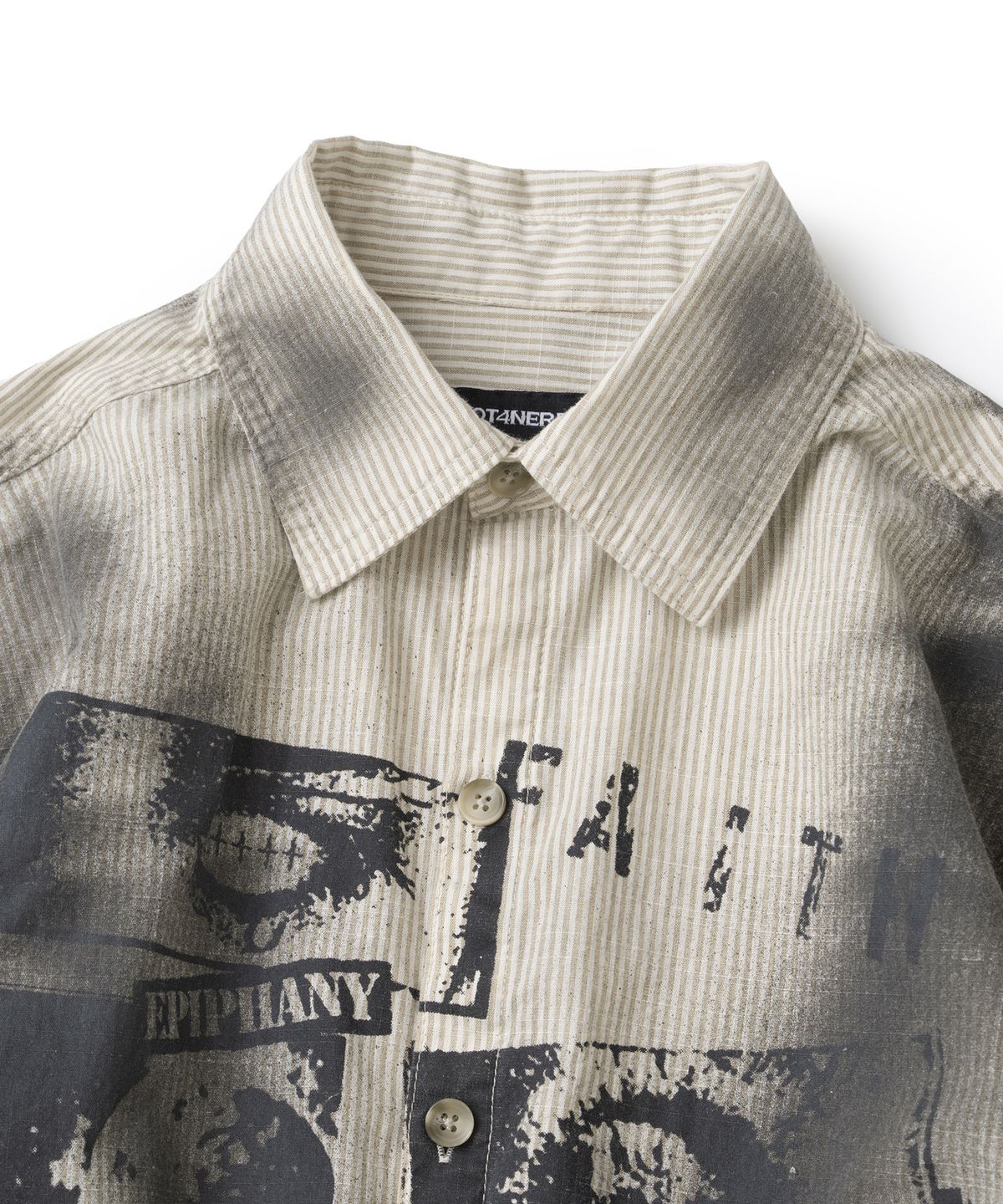 낫포너드(NOT4NERD) Shattered Echo Dirty Washed Stripe Shirt - Beige