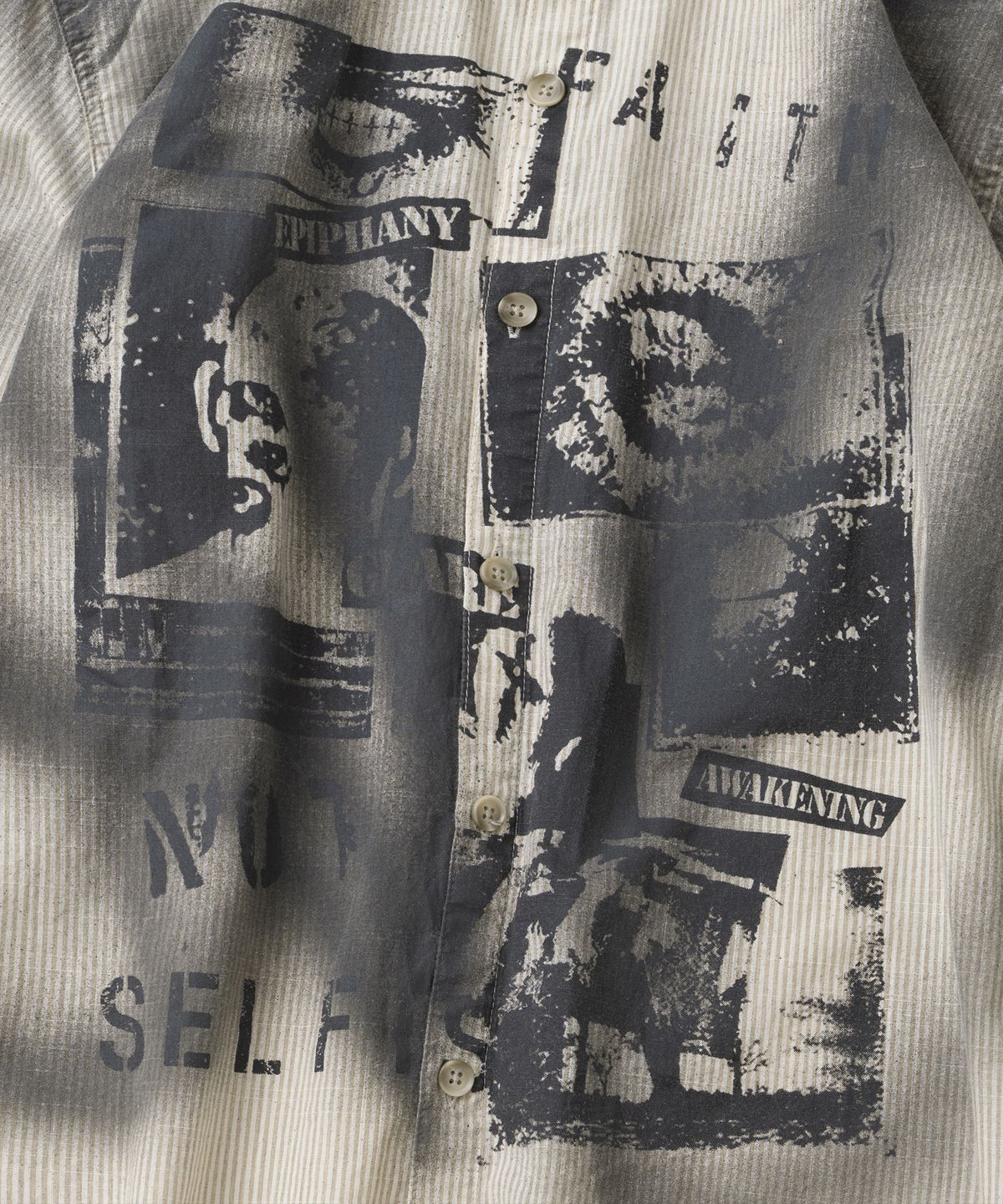 낫포너드(NOT4NERD) Shattered Echo Dirty Washed Stripe Shirt - Beige