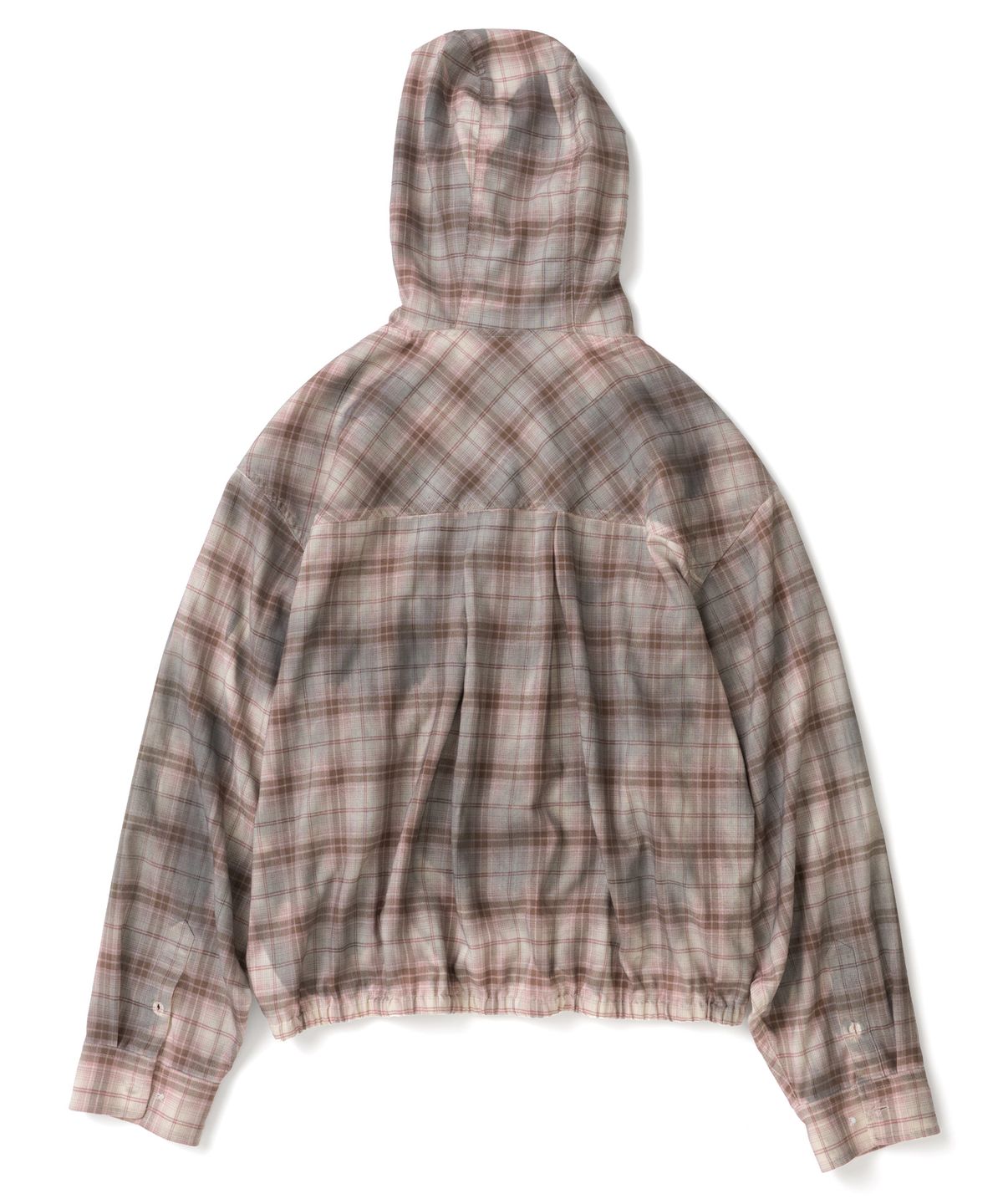 낫포너드(NOT4NERD) Dirty Washed Distressed Check Hood Shirt - Pink
