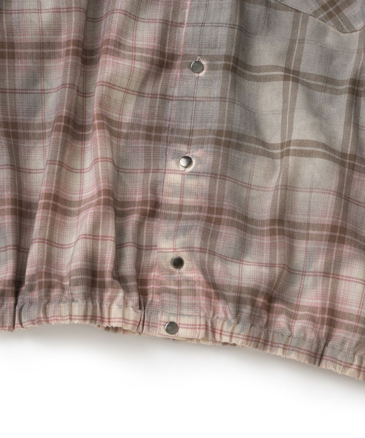 낫포너드(NOT4NERD) Dirty Washed Distressed Check Hood Shirt - Pink