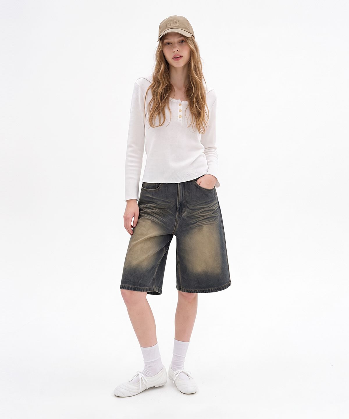 랜덤오프(RANDOMOFF) BTB : WAVE WASHING BERMUDA SHORTS [YELLOW MINUIT CORE]