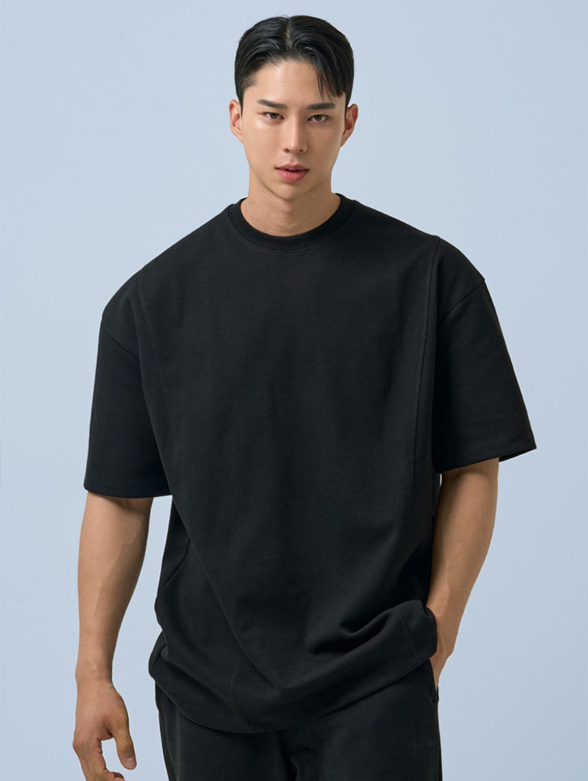 바이젝(BYSEC) [SET] 퍼펙트 특양면 오버핏 숄더 2중절개 무지 반팔 티셔츠_10Color + 퍼펙트 특양면 무지 버뮤다 팬츠_4Color