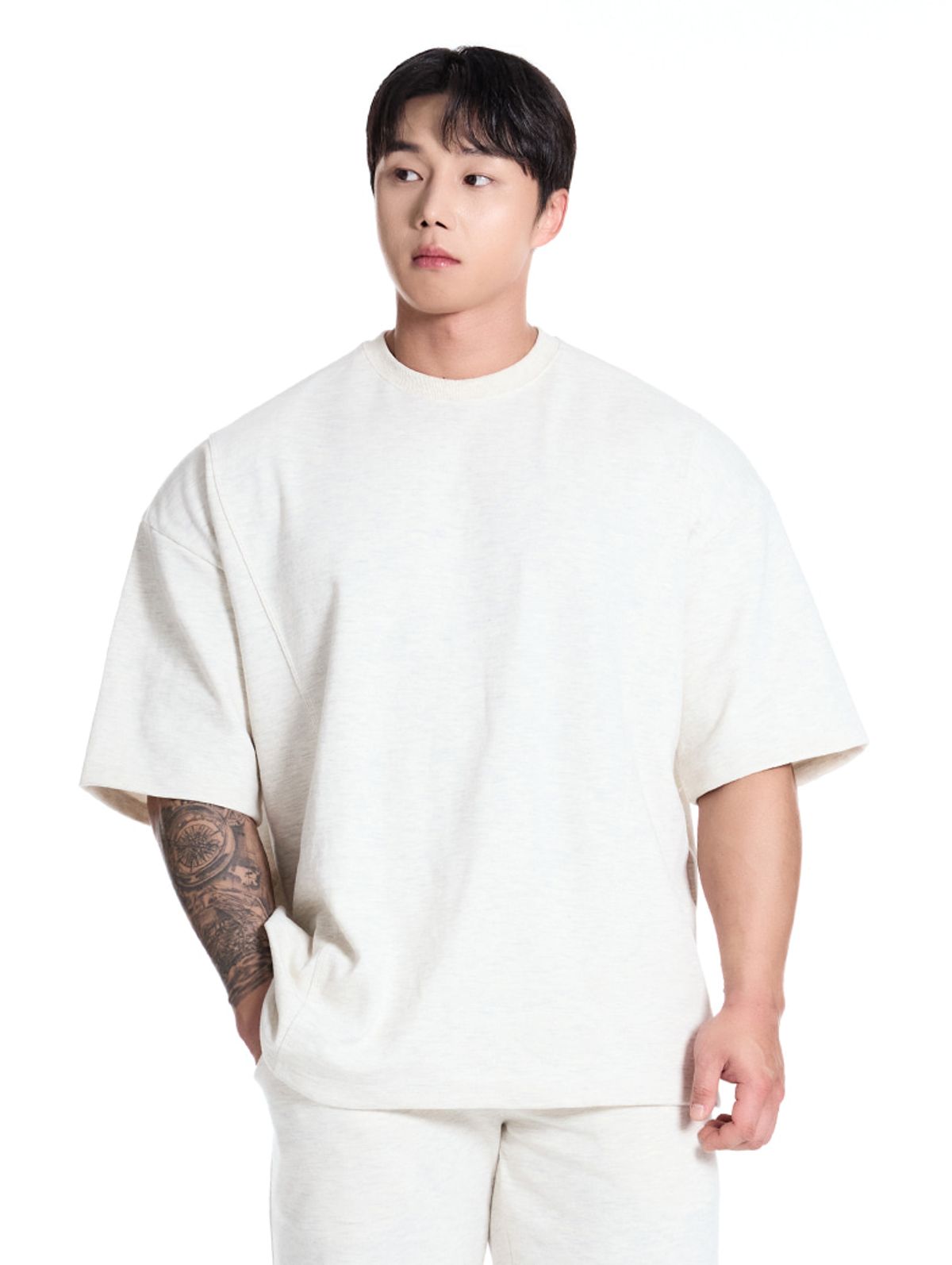 바이젝(BYSEC) [SET] 퍼펙트 특양면 오버핏 숄더 2중절개 무지 반팔 티셔츠_10Color + 퍼펙트 특양면 무지 버뮤다 팬츠_4Color