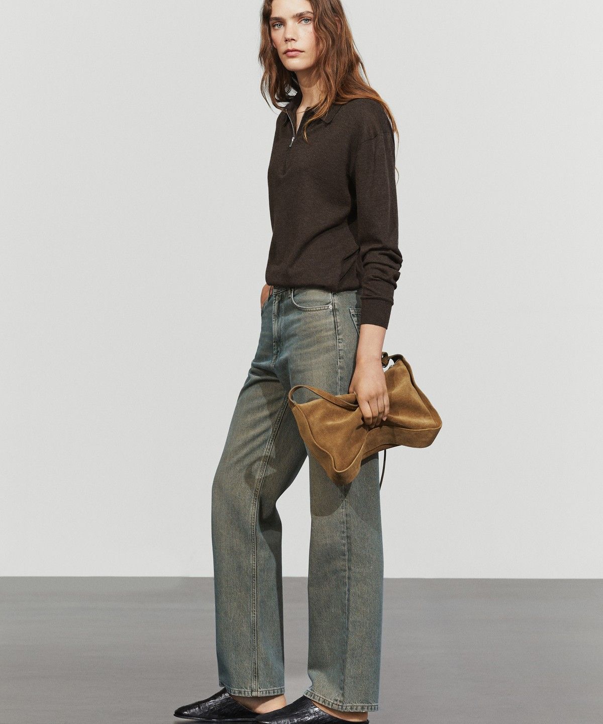 마시모두띠(MASSIMO DUTTI) 울 블렌드 하프 집업 니트 스웨터