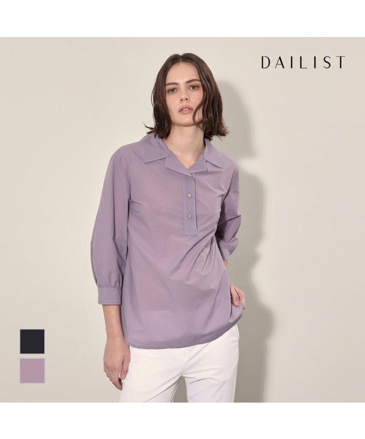 데일리스트(DAILIST) 7부 스탠카라 블라우스_MDENL4F7121