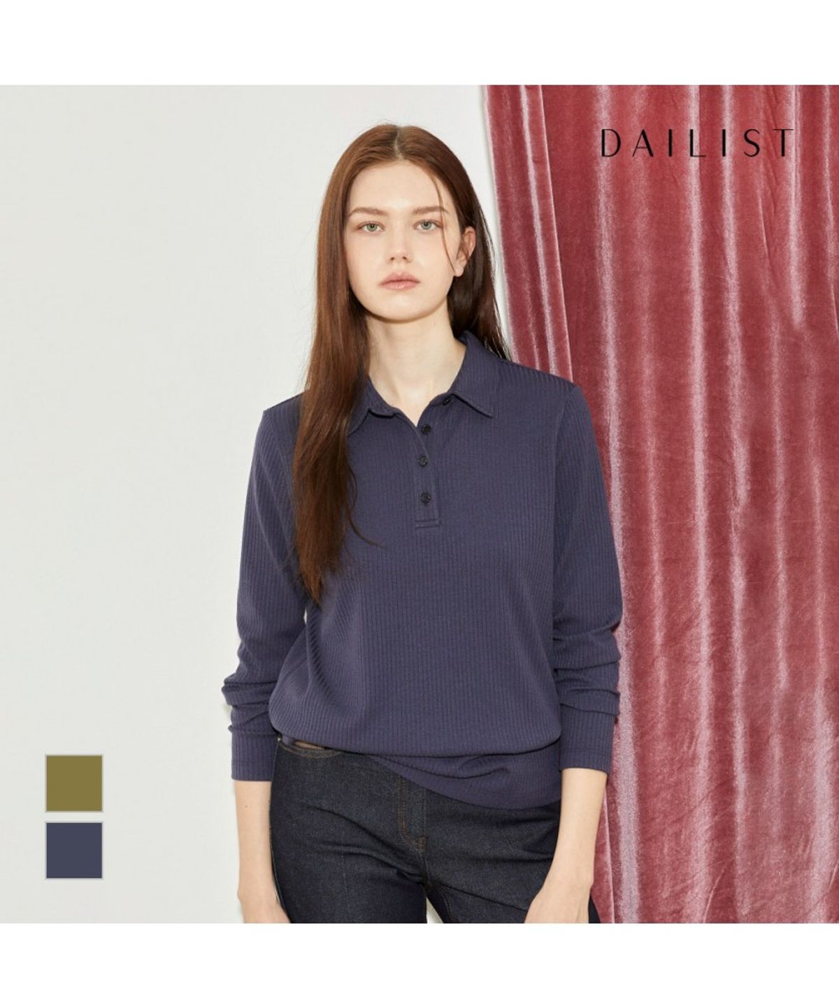 데일리스트(DAILIST) 골지 카라 티셔츠_MDBAL5F7371