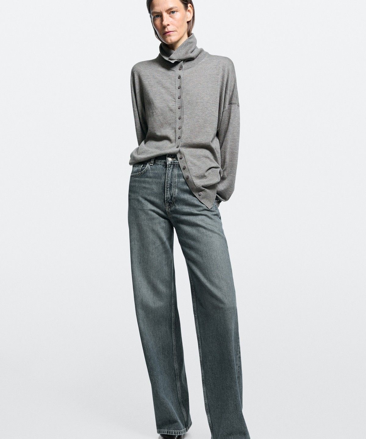 마시모두띠(MASSIMO DUTTI) 하이라이즈 와이드 레그 진