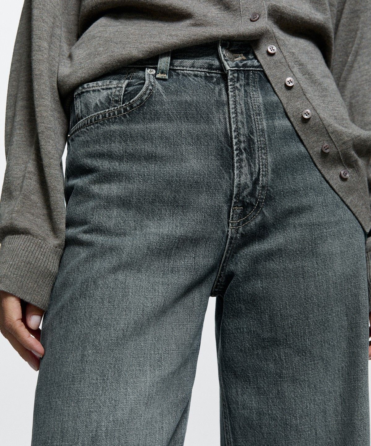 마시모두띠(MASSIMO DUTTI) 하이라이즈 와이드 레그 진