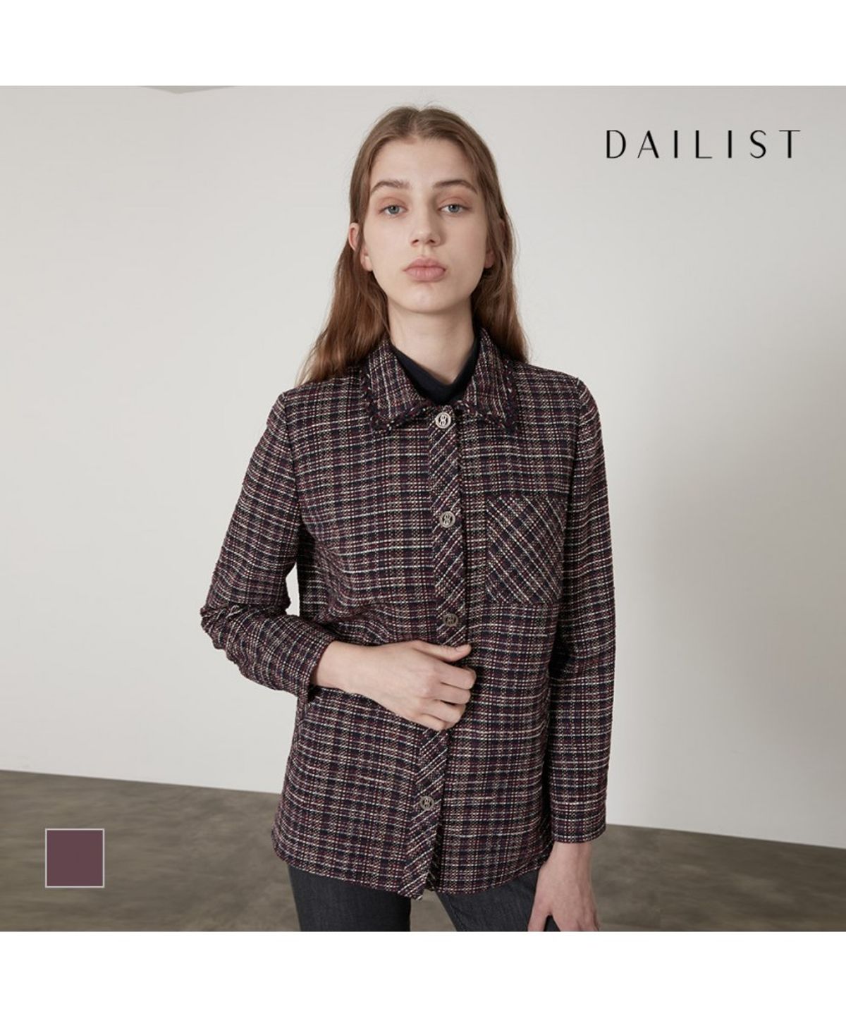 데일리스트(DAILIST) 셔츠형 트위드 자켓_MDBFUYF8321