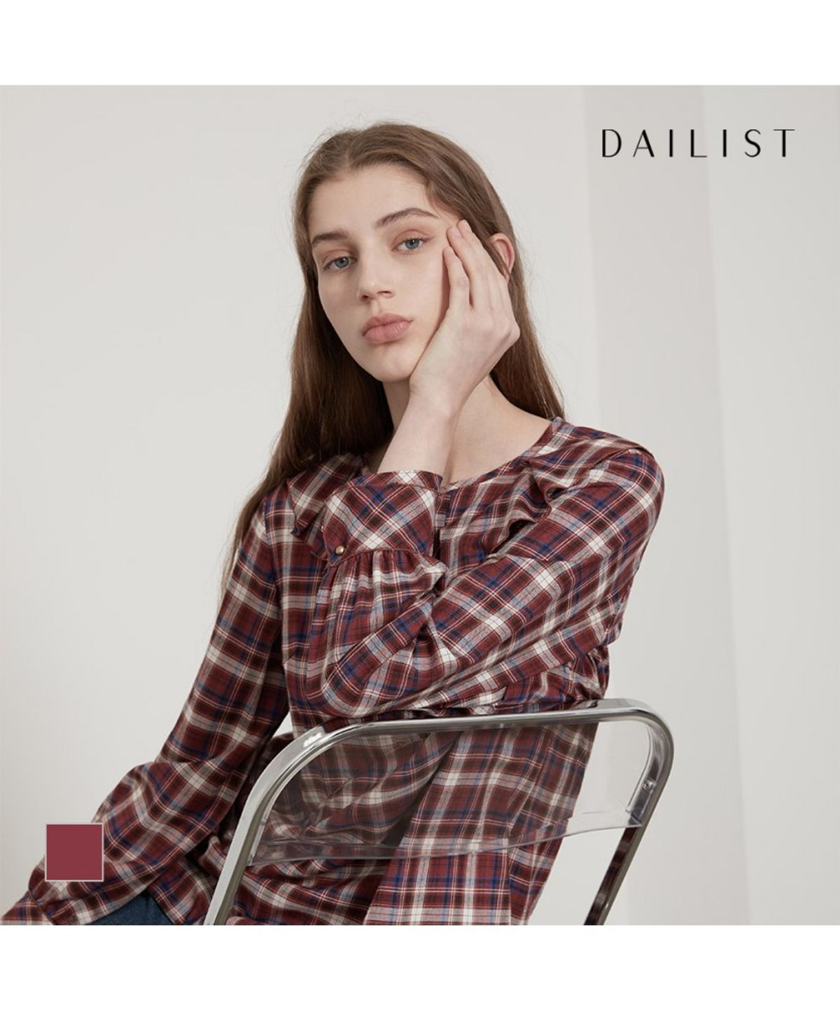 데일리스트(DAILIST) 프릴카라 단추 블라우스_MDBNLYF7311