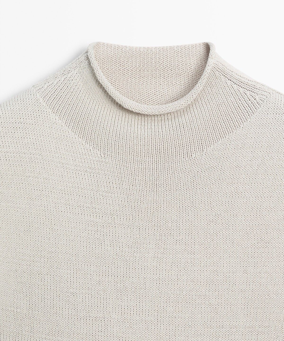 마시모두띠(MASSIMO DUTTI) 코튼 블렌드 하이넥 니트 탑