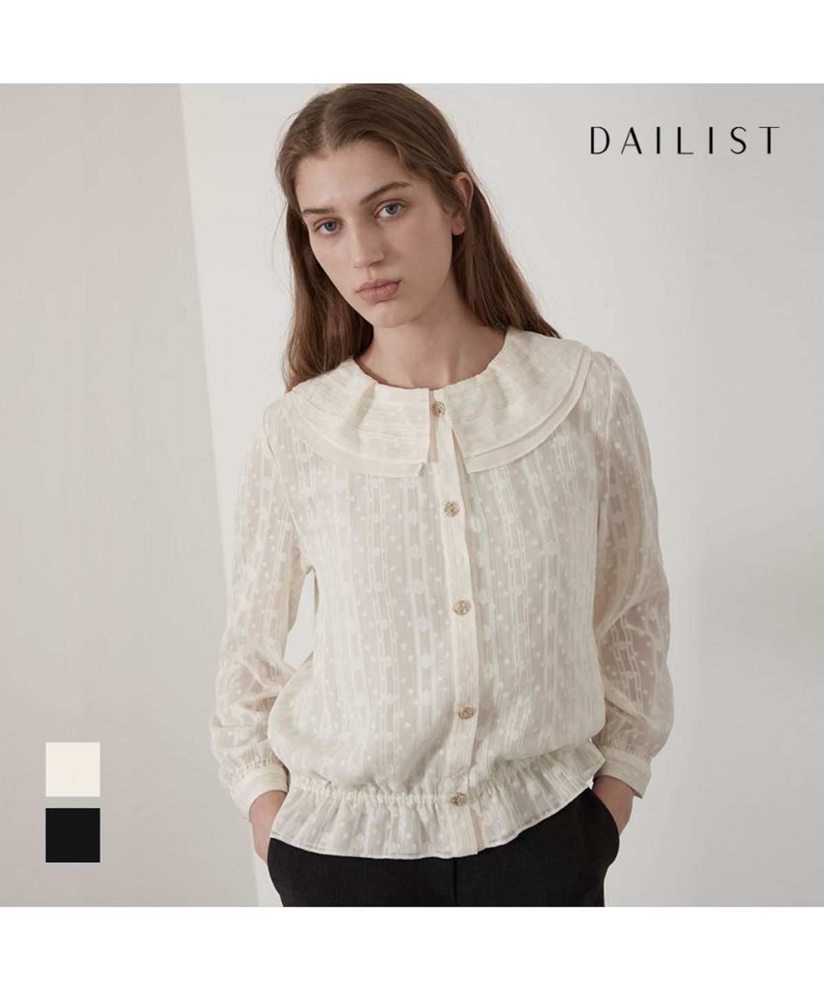 데일리스트(DAILIST) 넥프릴 블루종 블라우스_MDBNLYF7131