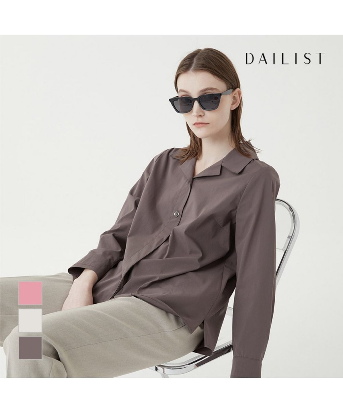 데일리스트(DAILIST) 셔츠형 블라우스_MDBNL3F7331
