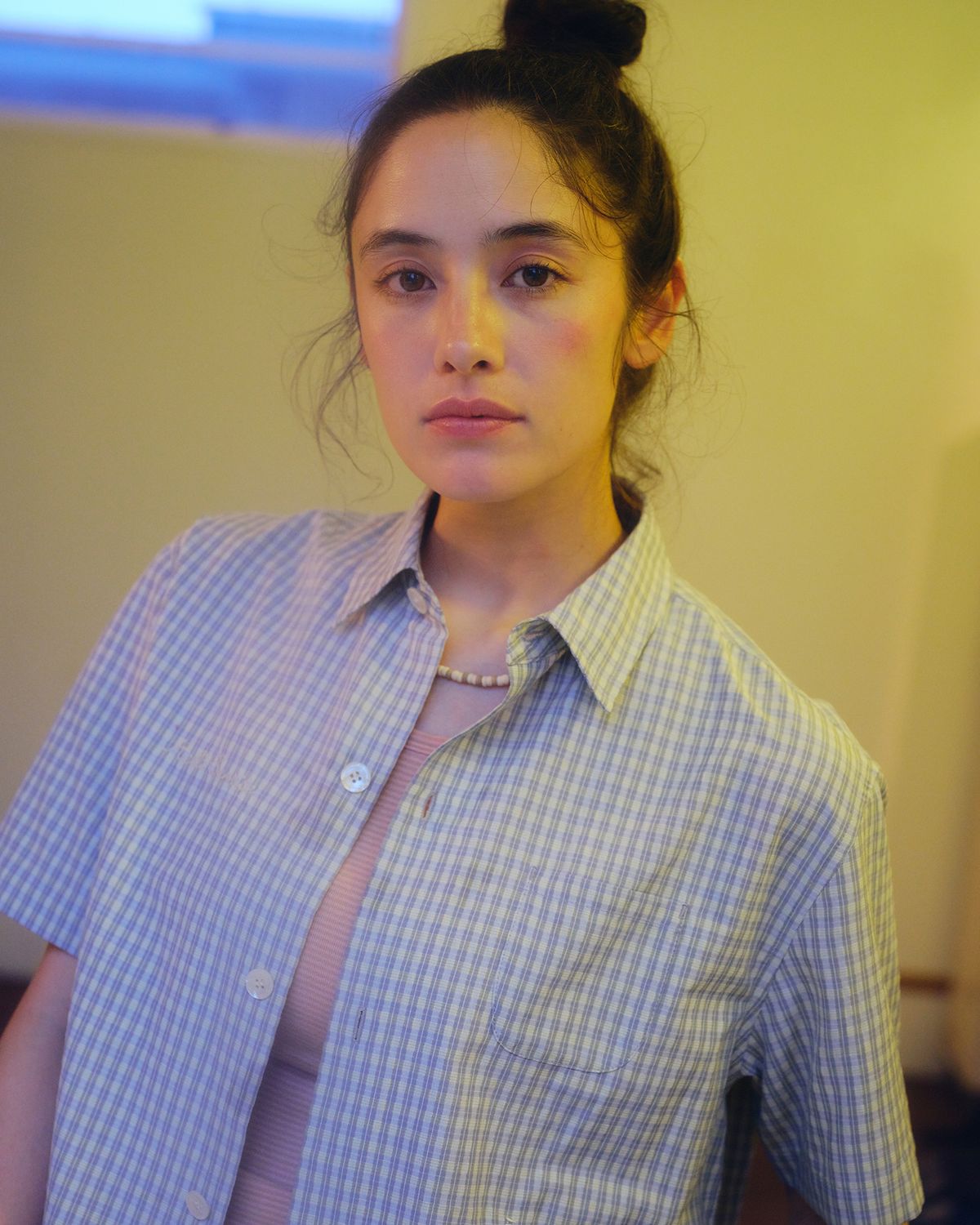 헬로 선라이즈(HELLO SUNRISE) Surf Girl Check S/S Shirt_Grey