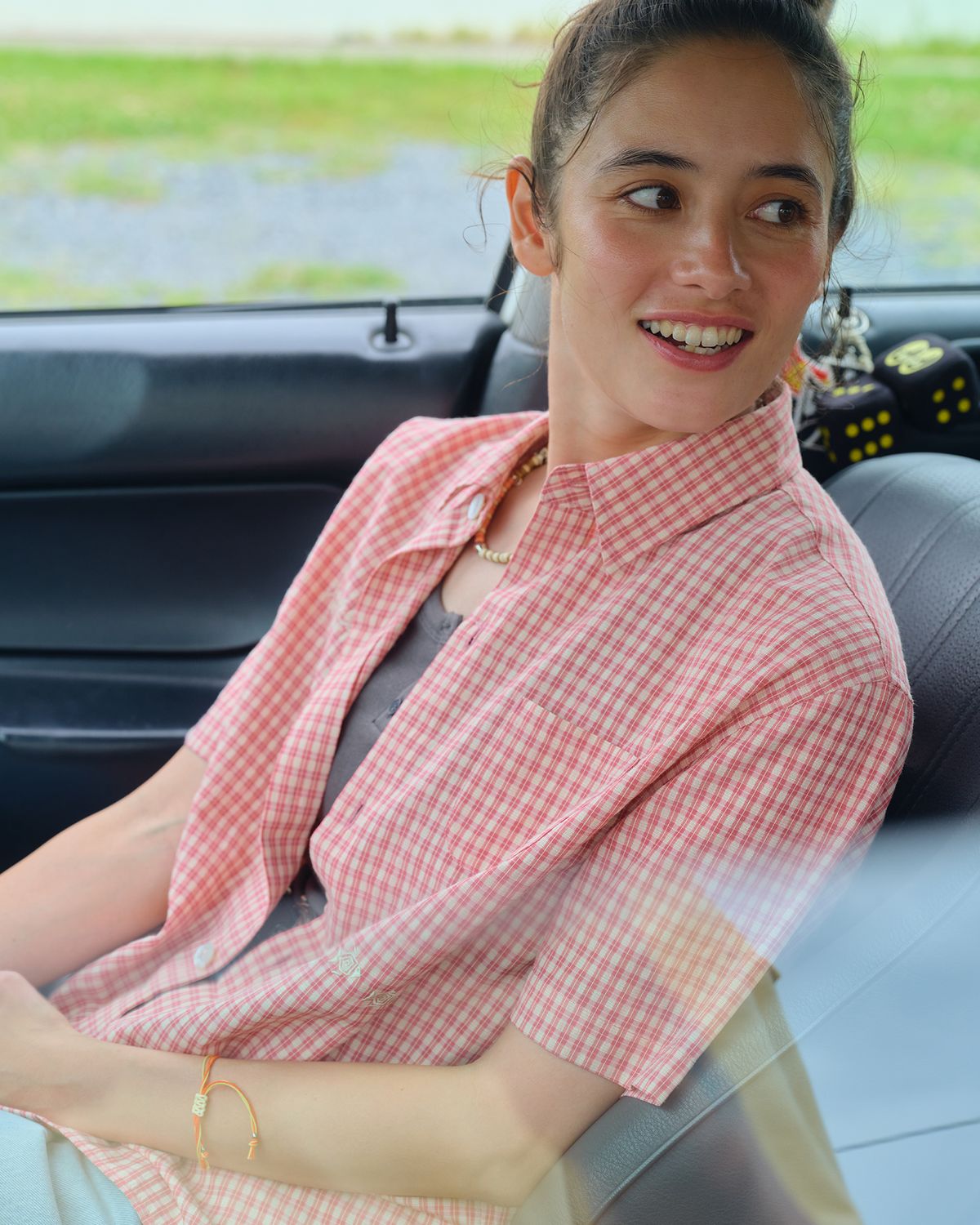 헬로 선라이즈(HELLO SUNRISE) Surf Girl Check S/S Shirt_Pink