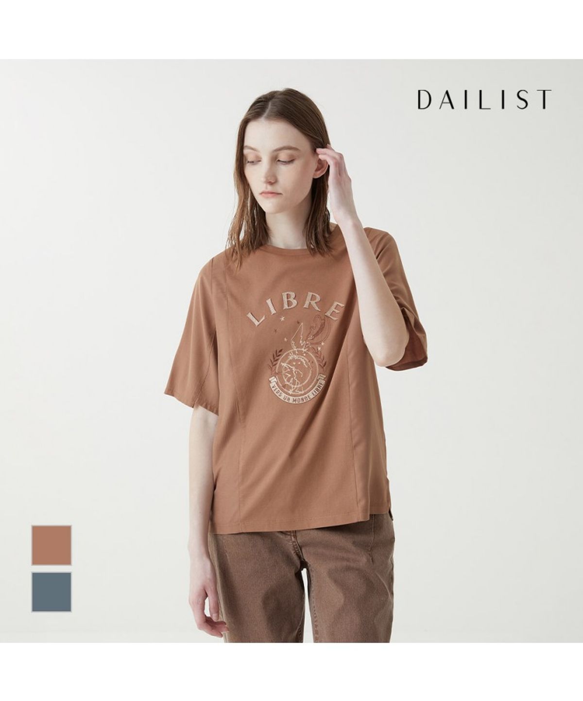 데일리스트(DAILIST) 자수 포인트 반팔 티셔츠_MDEAS3F6121
