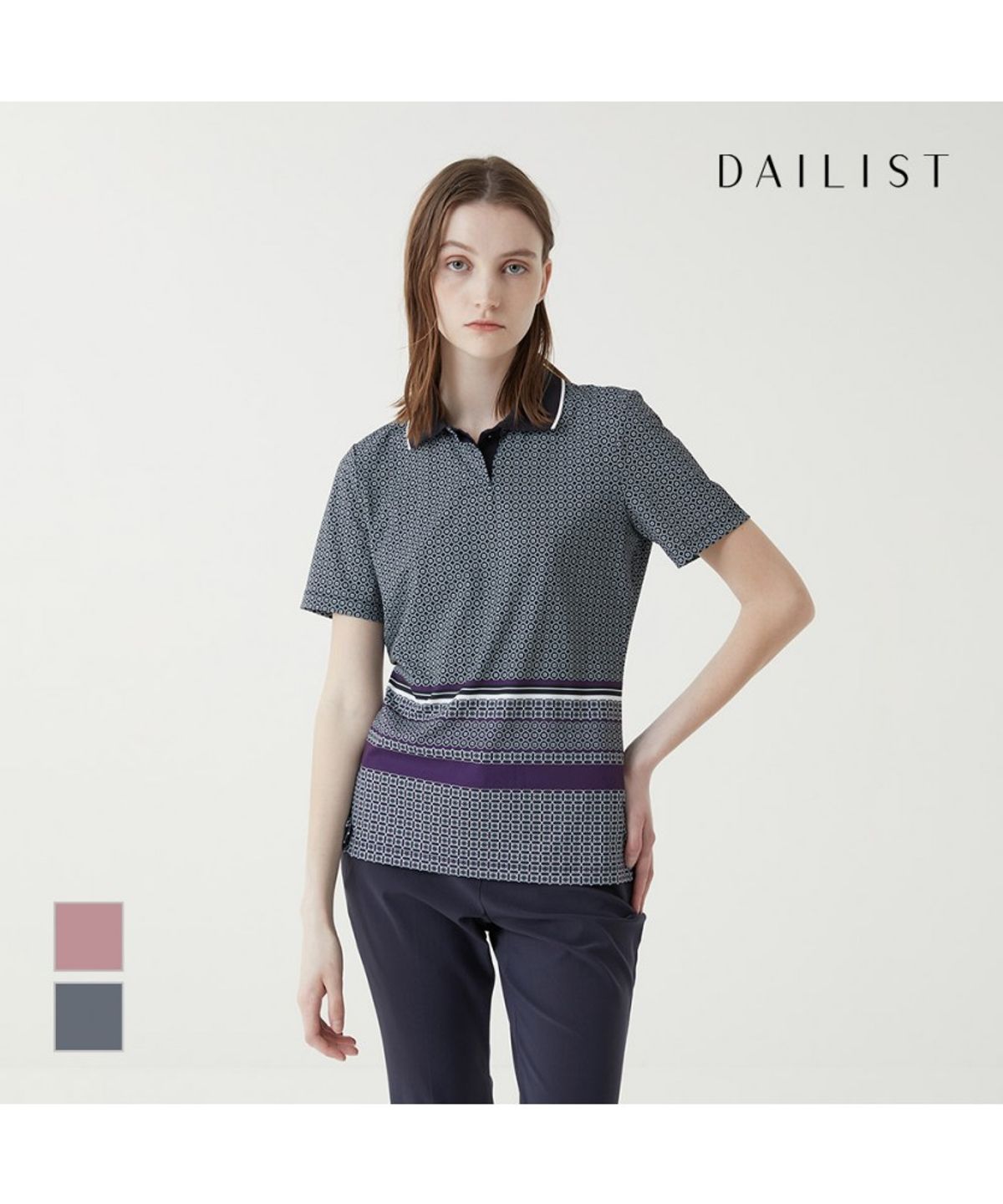 데일리스트(DAILIST) 니트 카라 반팔 티셔츠_MDEAS3F6131