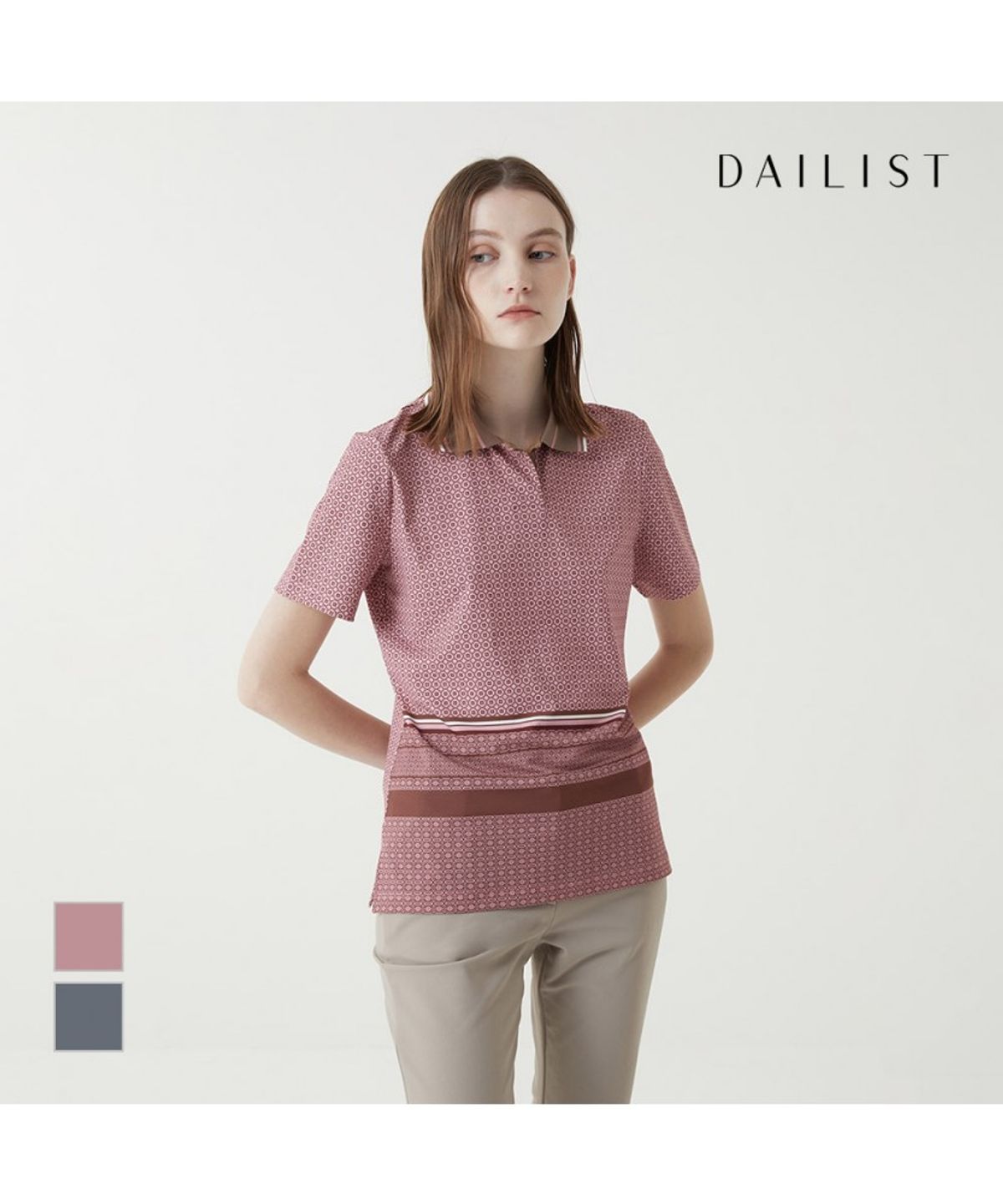 데일리스트(DAILIST) 니트 카라 반팔 티셔츠_MDEAS3F6131