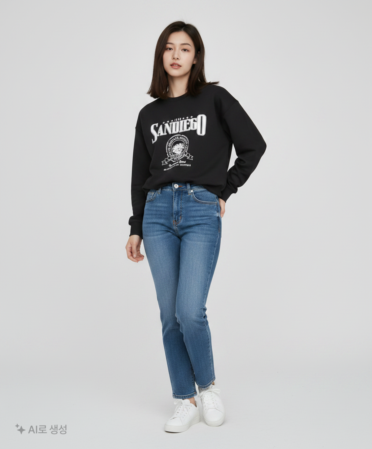 행텐(HANG TEN) 여성 빅 아트워크 오버핏 맨투맨_100(10510-131-213-07) M