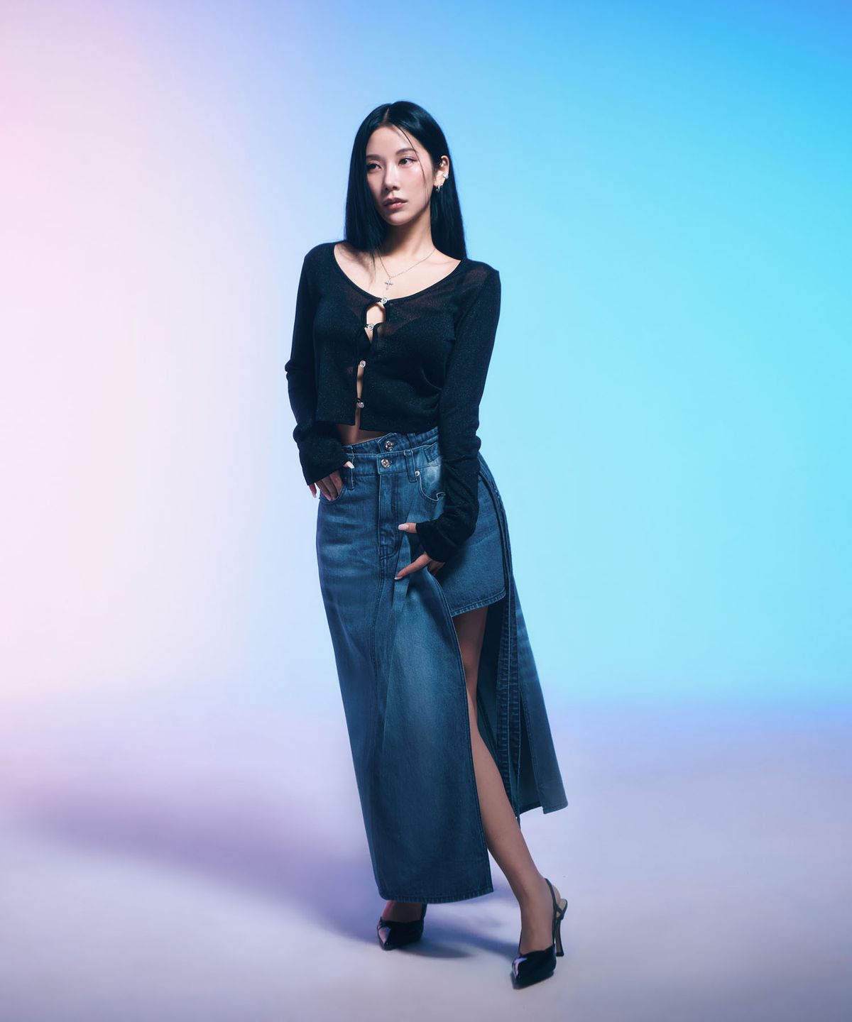 시데라(SIDERA) Radiant Breeze Button Cardigan [Black]