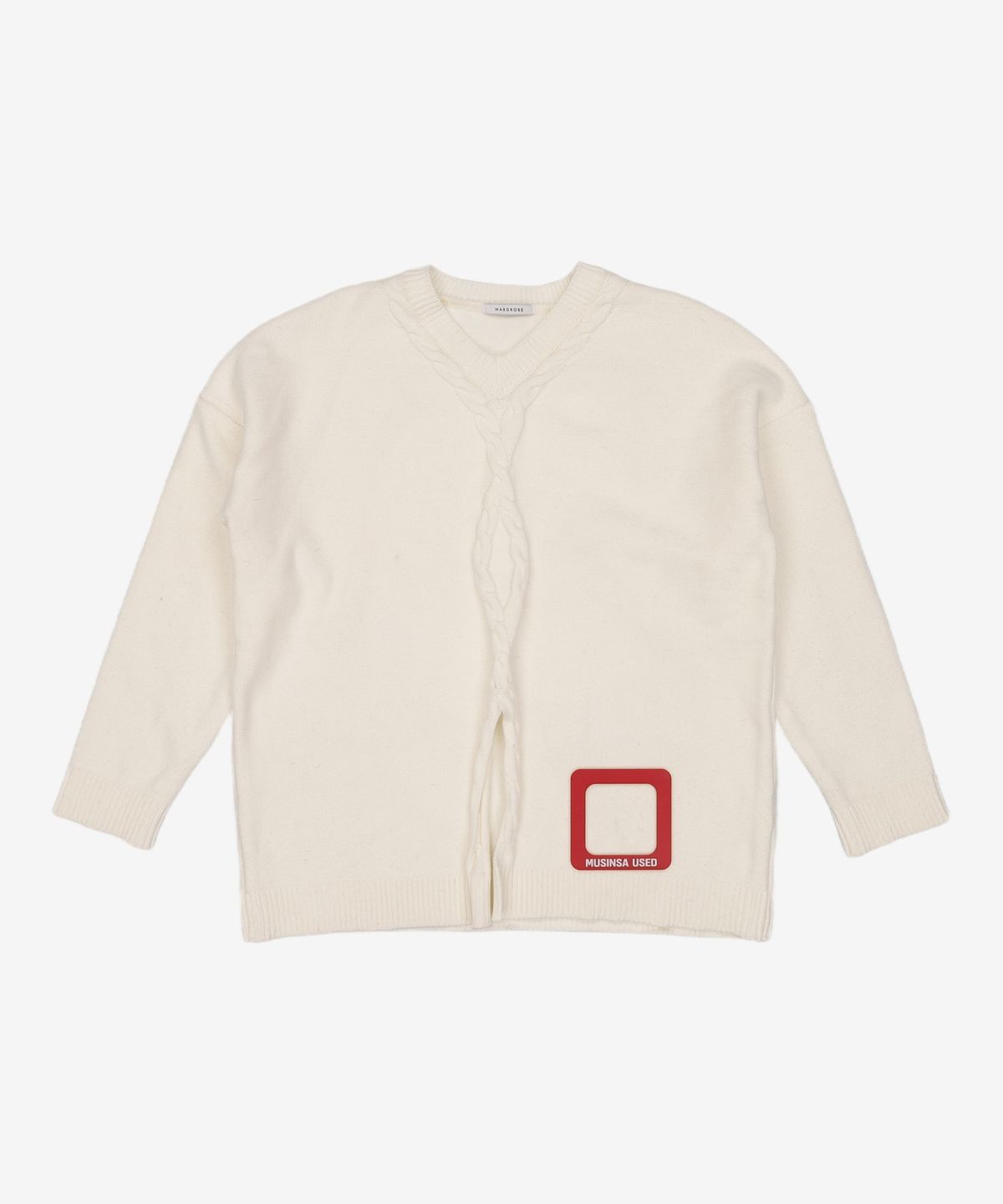 와드로브(WARDROBE) CABLE SLIT KNIT_IVORY FREE