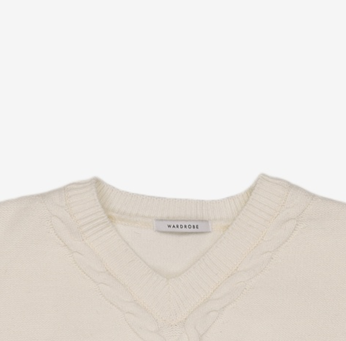 와드로브(WARDROBE) CABLE SLIT KNIT_IVORY FREE