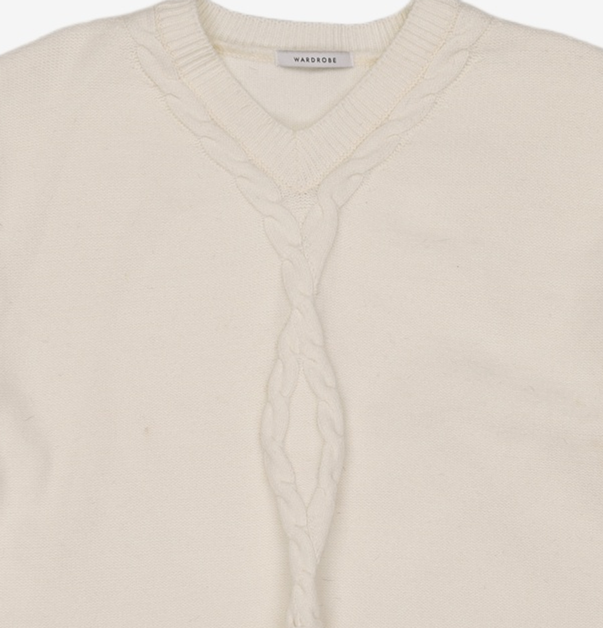 와드로브(WARDROBE) CABLE SLIT KNIT_IVORY FREE