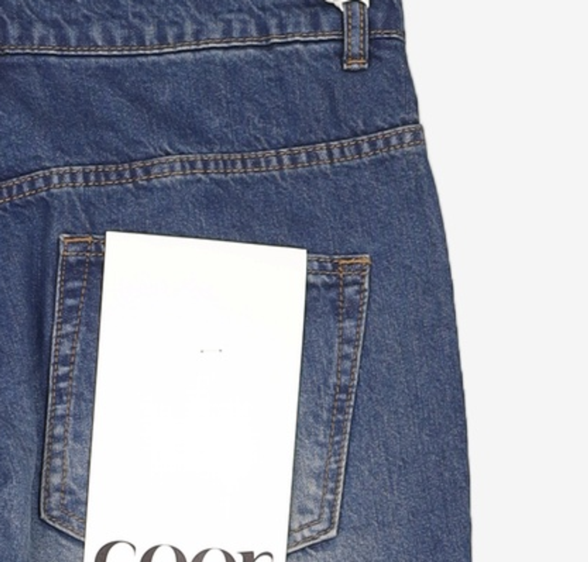 쿠어(COOR) 페이딩 패널 데님 팬츠 (블루) L