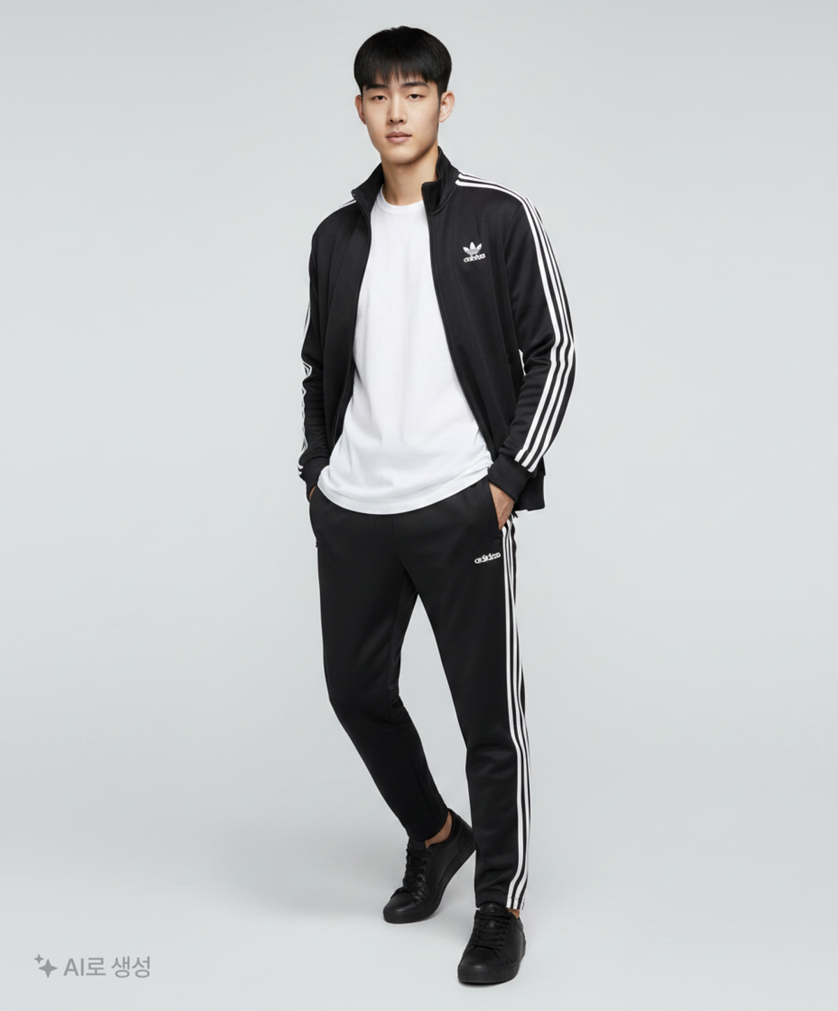 아디다스(ADIDAS) 에센셜 3S 윈드 팬츠 - 블랙:화이트 / DQ3100 M