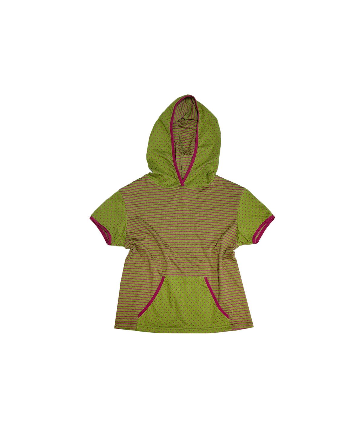아이불(AYVUL) 도트 스트라이프 반팔 후드티, 라이트그린
