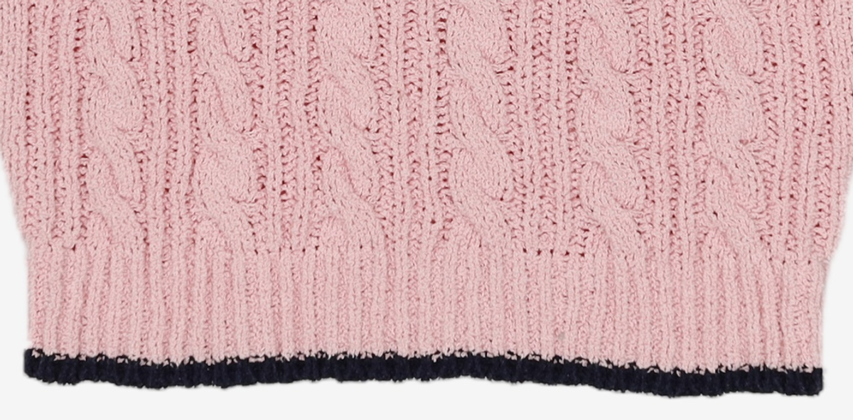 어몽(AMONG) A V-NECK CABLE KNIT VEST_PINK S