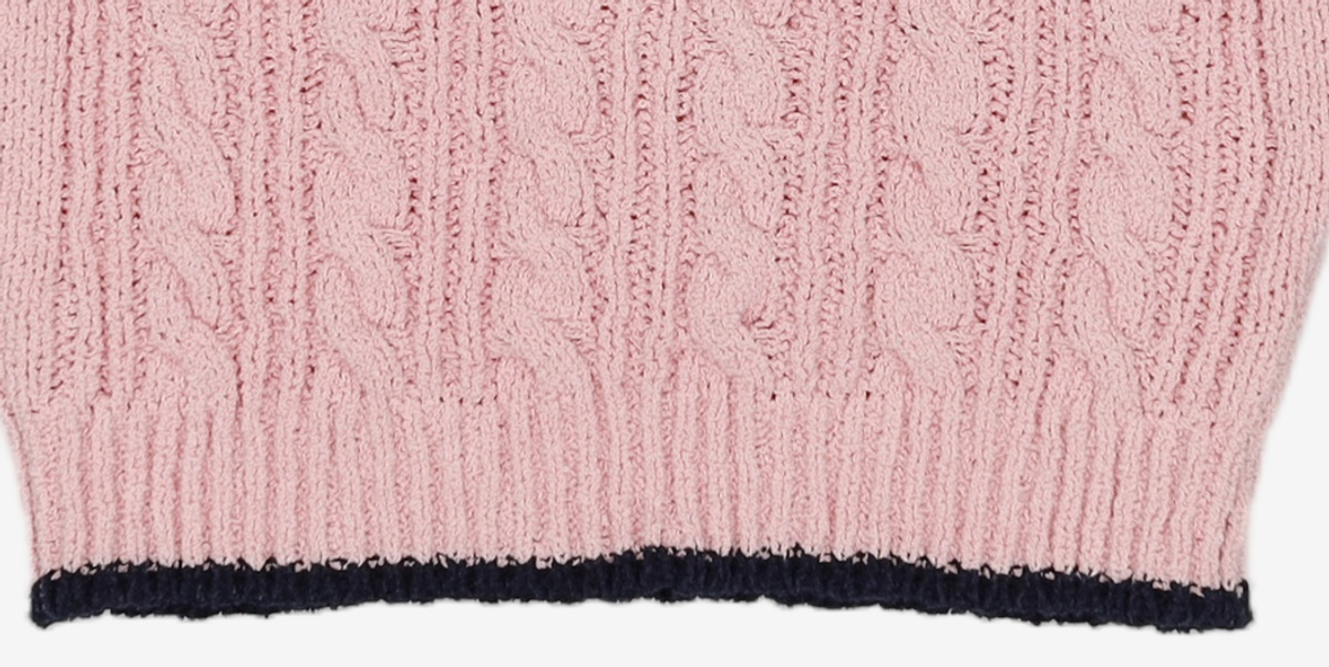 어몽(AMONG) A V-NECK CABLE KNIT VEST_PINK S