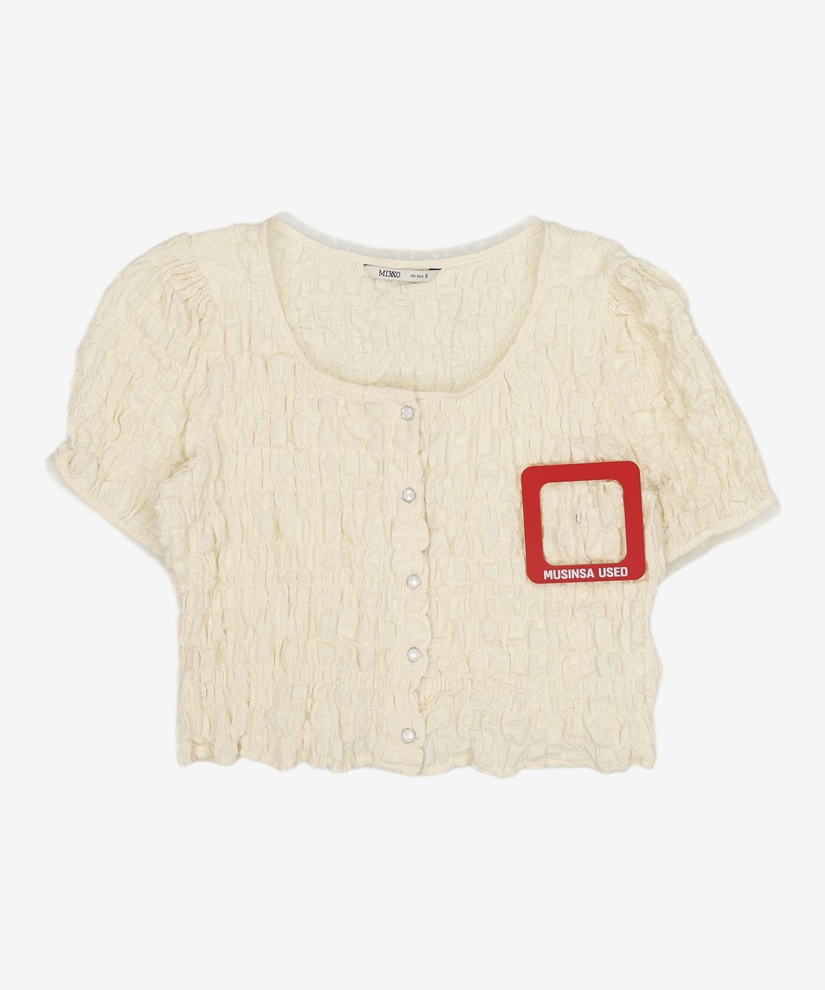 미쏘(MIXXO) 오간자 포인트 반팔 블라우스_MIWBWF711G S