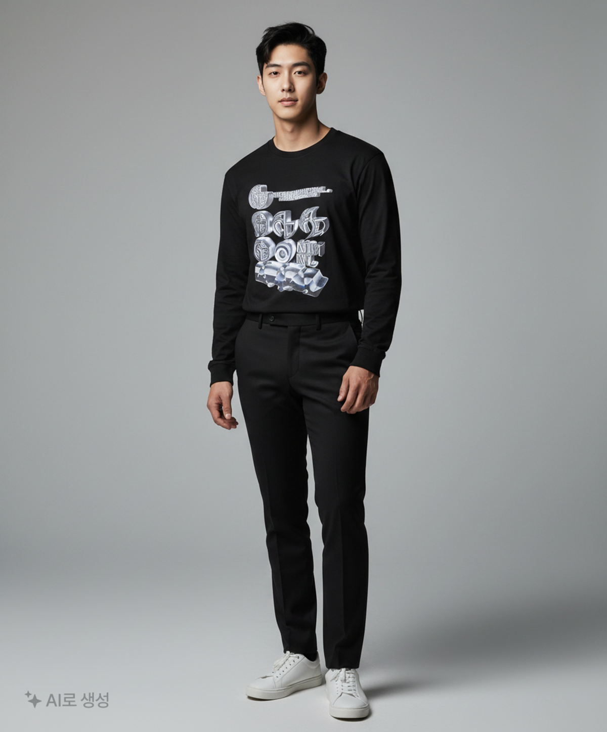 노매뉴얼(NOMANUAL) S.A LONG SLEEVE TEE - BLACK XL
