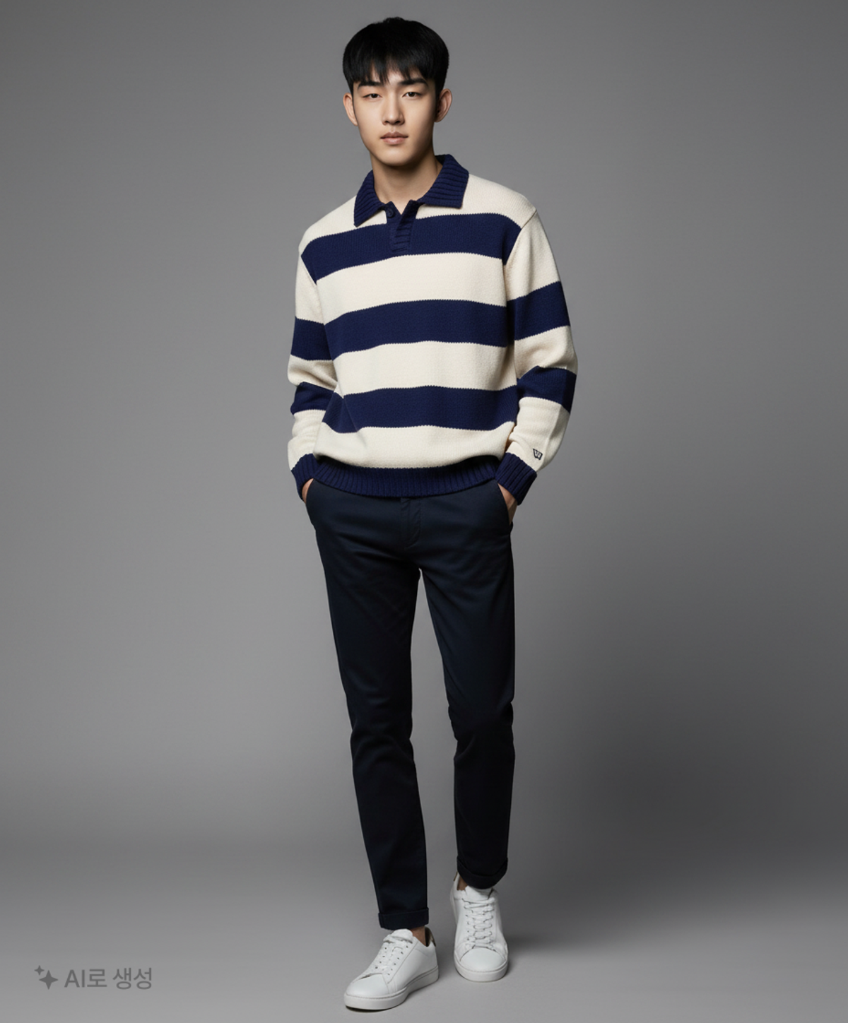 더블유스탠다드(W STANDARD) 스트라이프카라넥풀오버 [3 COLOR] FREE