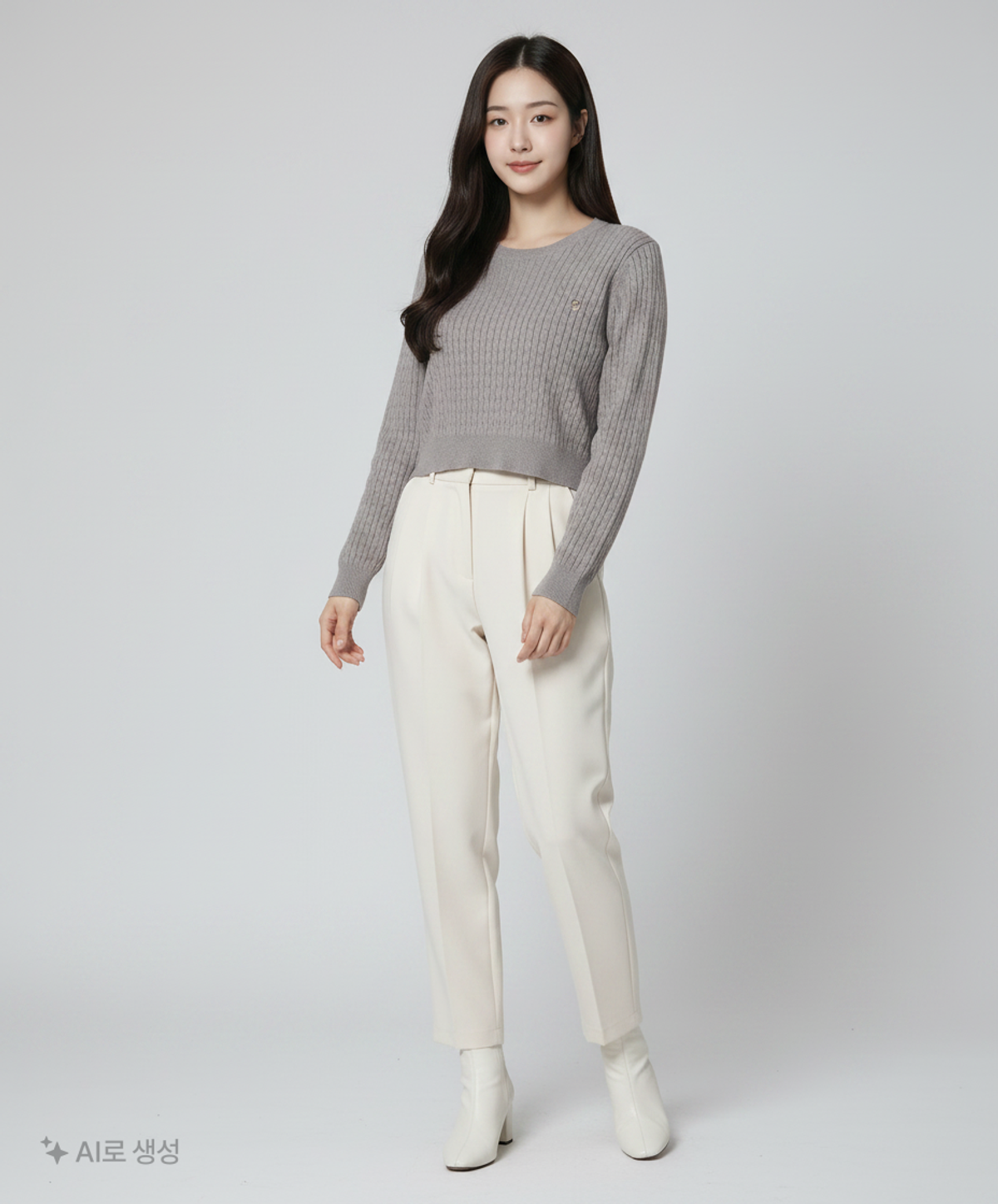 행텐(HANG TEN) 여성 클리어 케이블 크롭 니트_055(10460-140-201-34) S