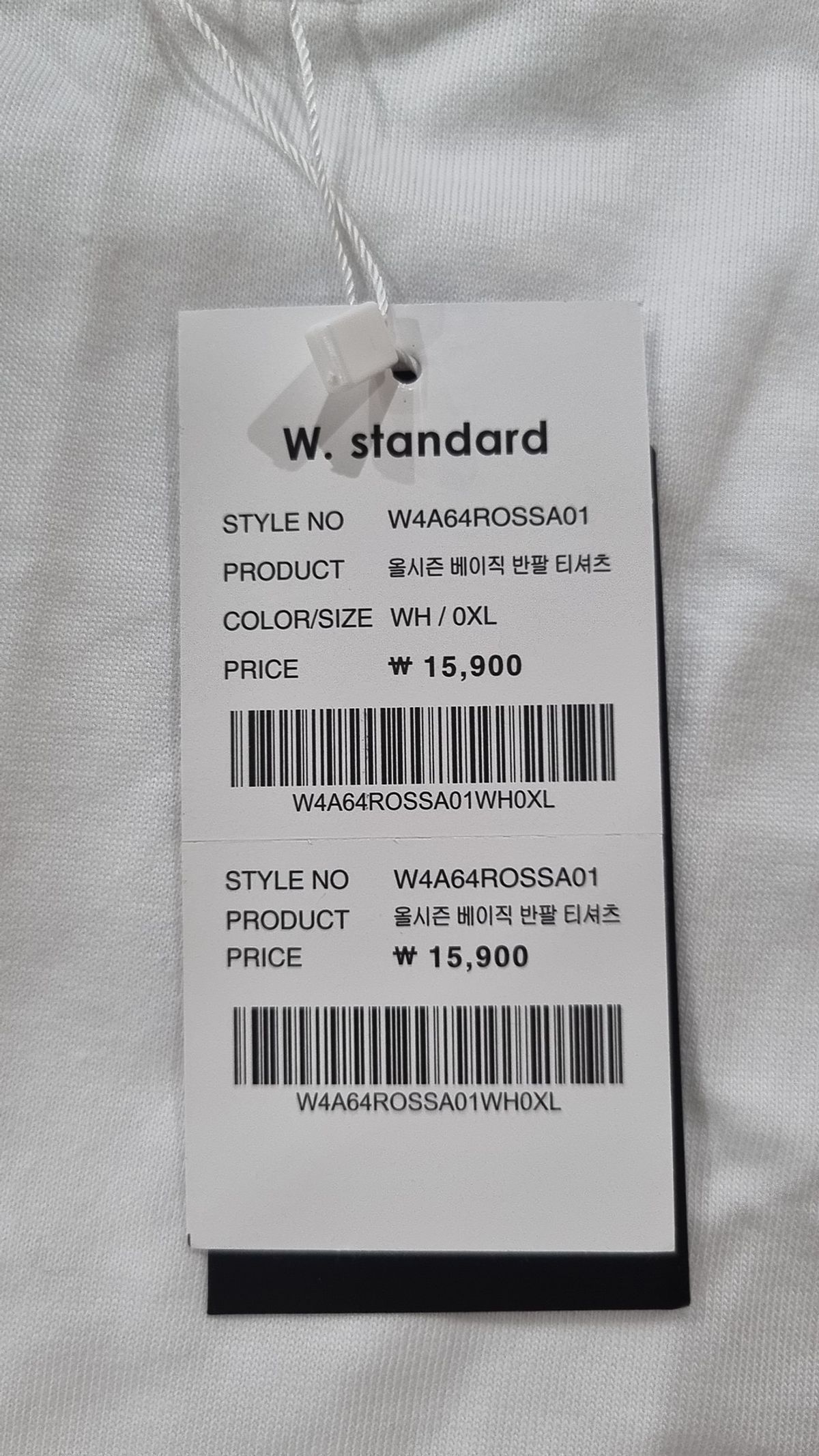 더블유스탠다드(W STANDARD) 반소매 티셔츠 XL