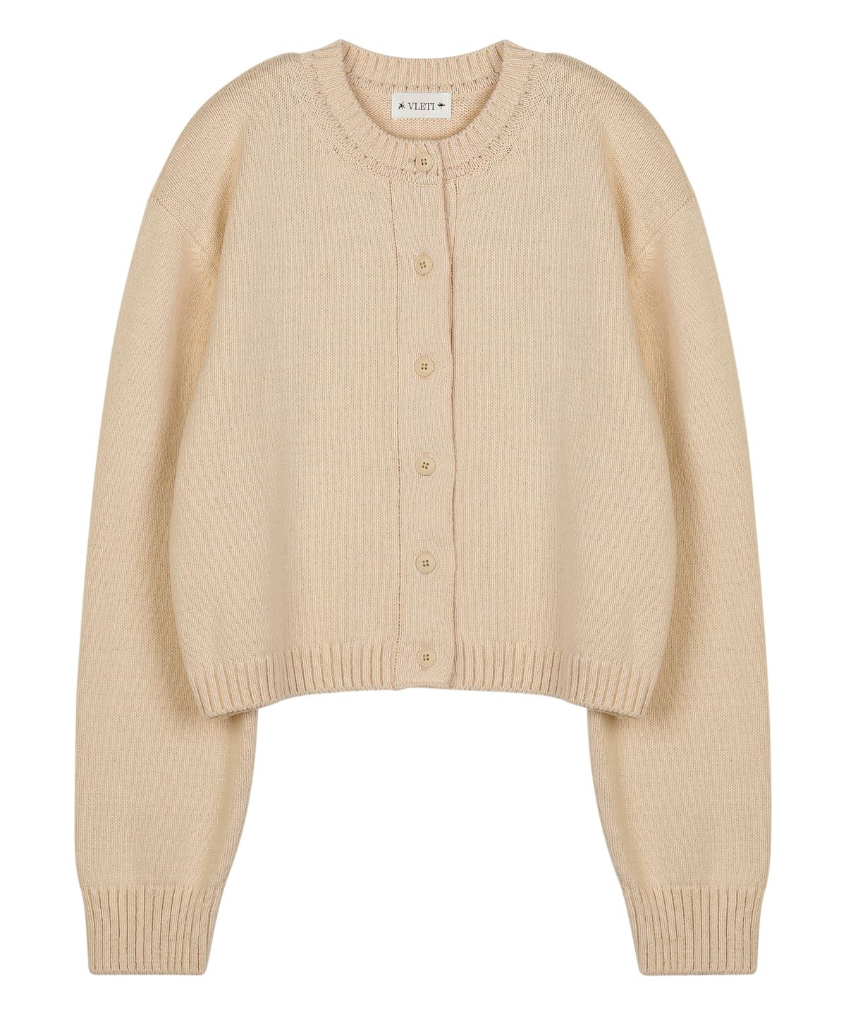 블레티(VLETI) [Cotton 100%] Round Cardigan & Half Pant Knit Set Up (Cream beige)