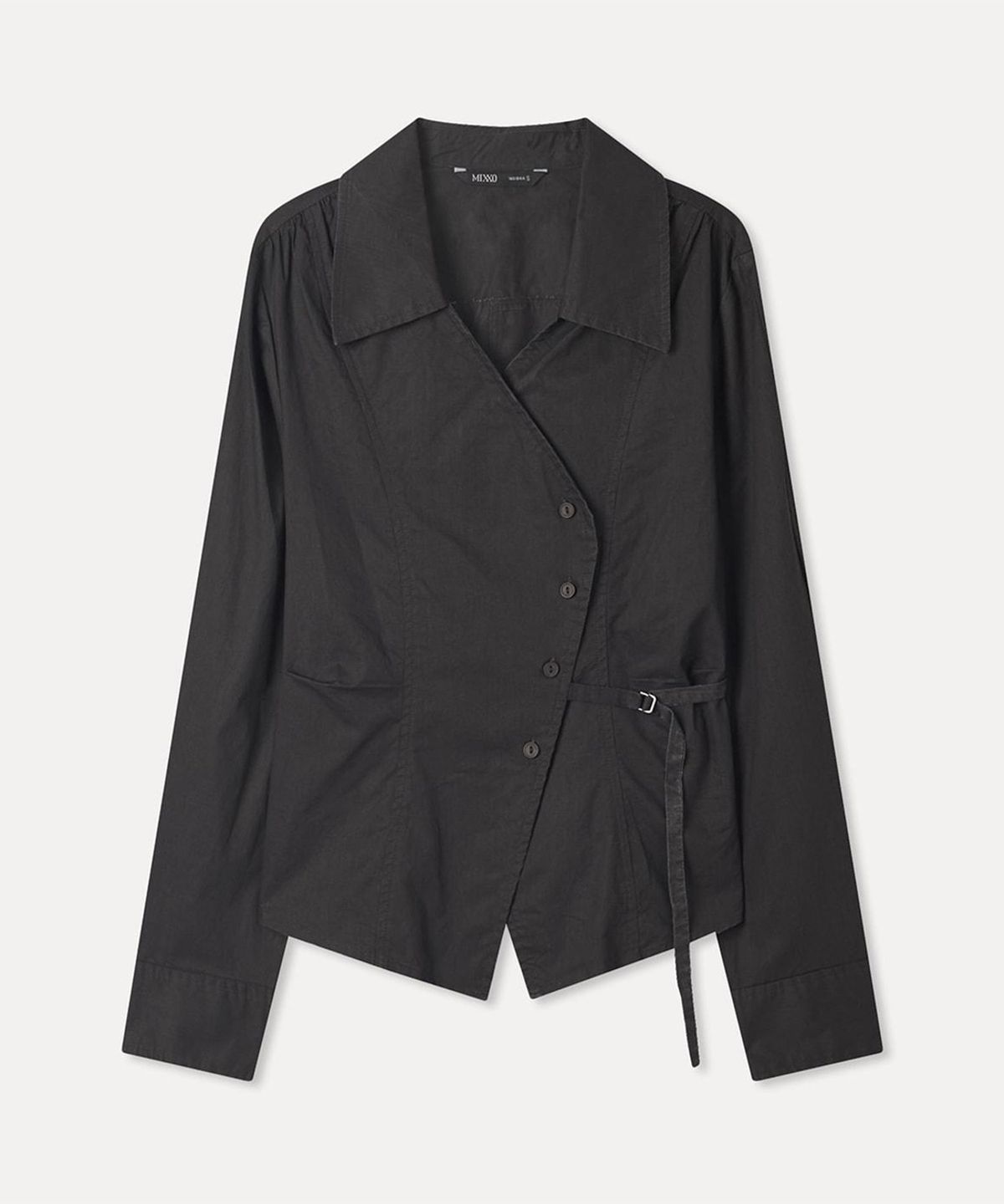 미쏘(MIXXO) 단작 비대칭 벨티드 셔츠_MIWYWG921C