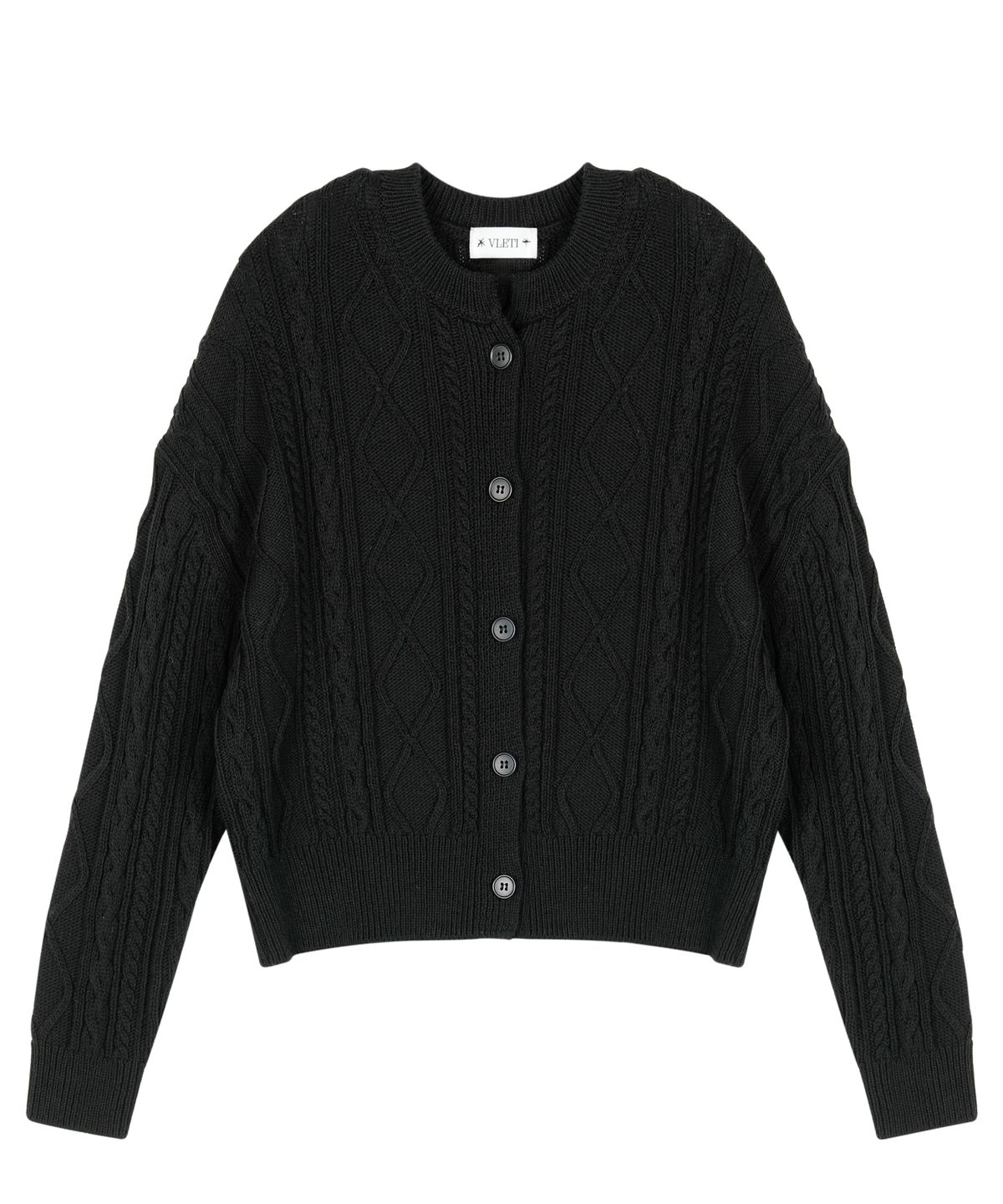 블레티(VLETI) [Cotton 100%] Twisted Cardigan & Sleeveless Knit SetUp (Black)