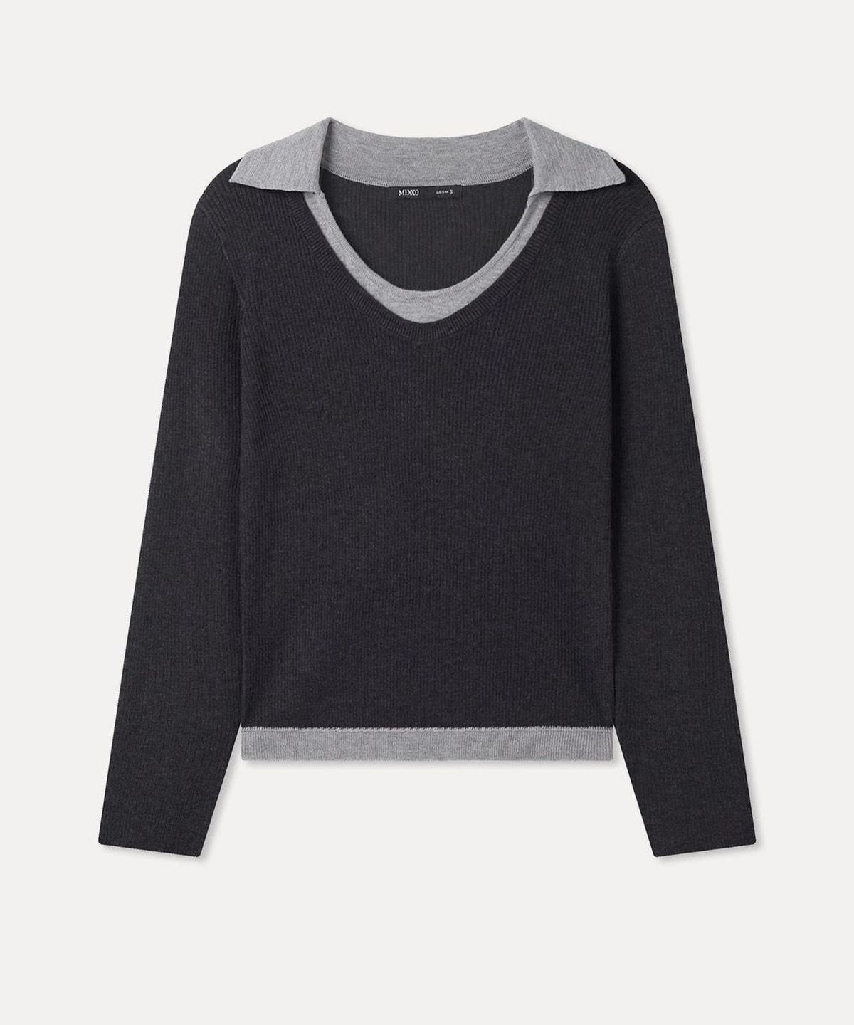 미쏘(MIXXO) 카라 레이어드 니트 RE KAG426T_MIWKAG93QT