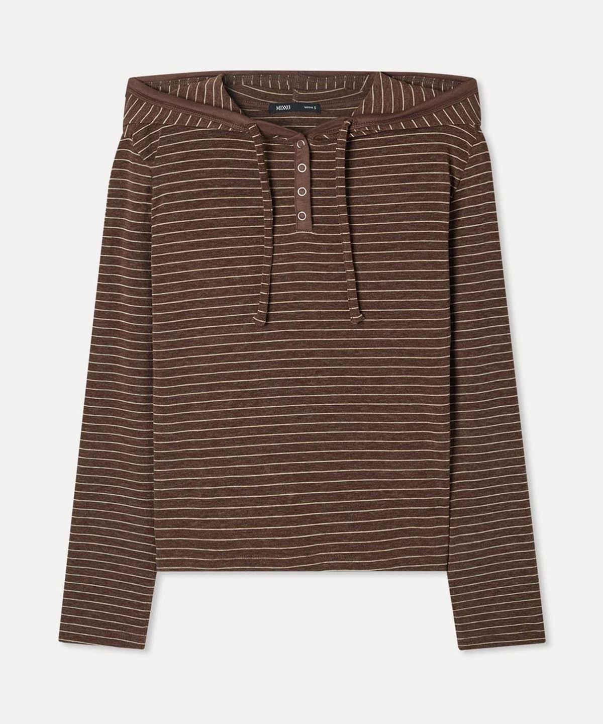 미쏘(MIXXO) 스트라이프 후드 티셔츠_MIWLWG924A