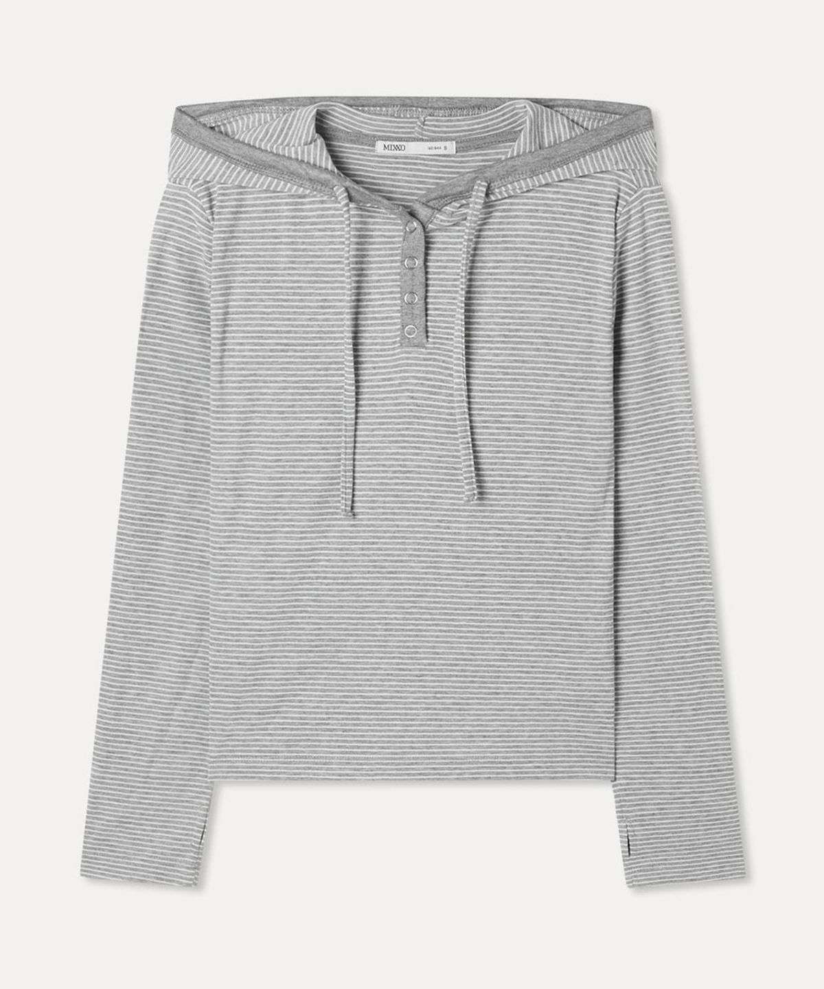 미쏘(MIXXO) 스트라이프 후드 티셔츠_MIWLWG924A