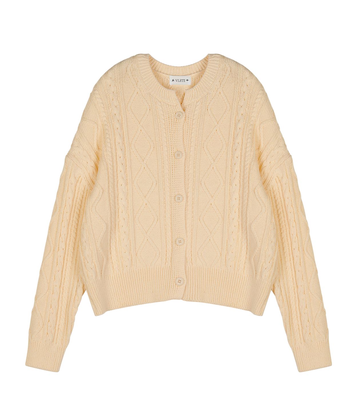 블레티(VLETI) [Cotton 100%] Twisted Cardigan & Sleeveless Knit SetUp (Cream beige)