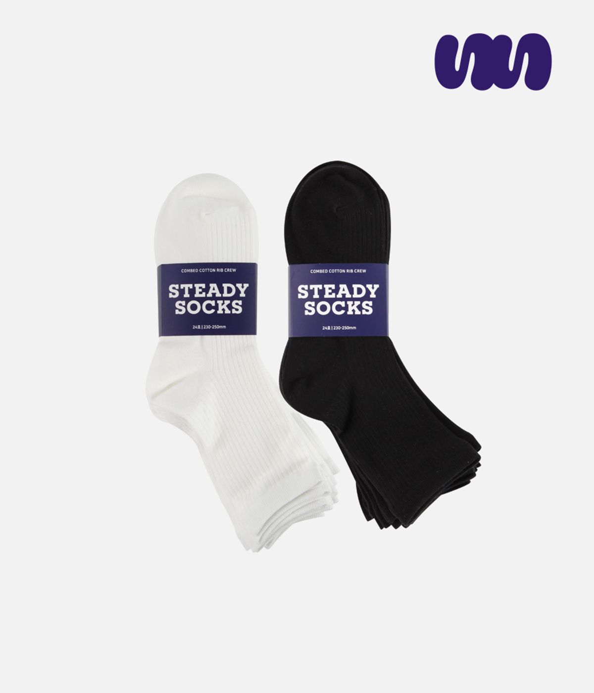 스테디삭(STEADY SOCKS) [10PACK] 스테디삭 여성 베이직 립 크루 삭스_아이보리/블랙