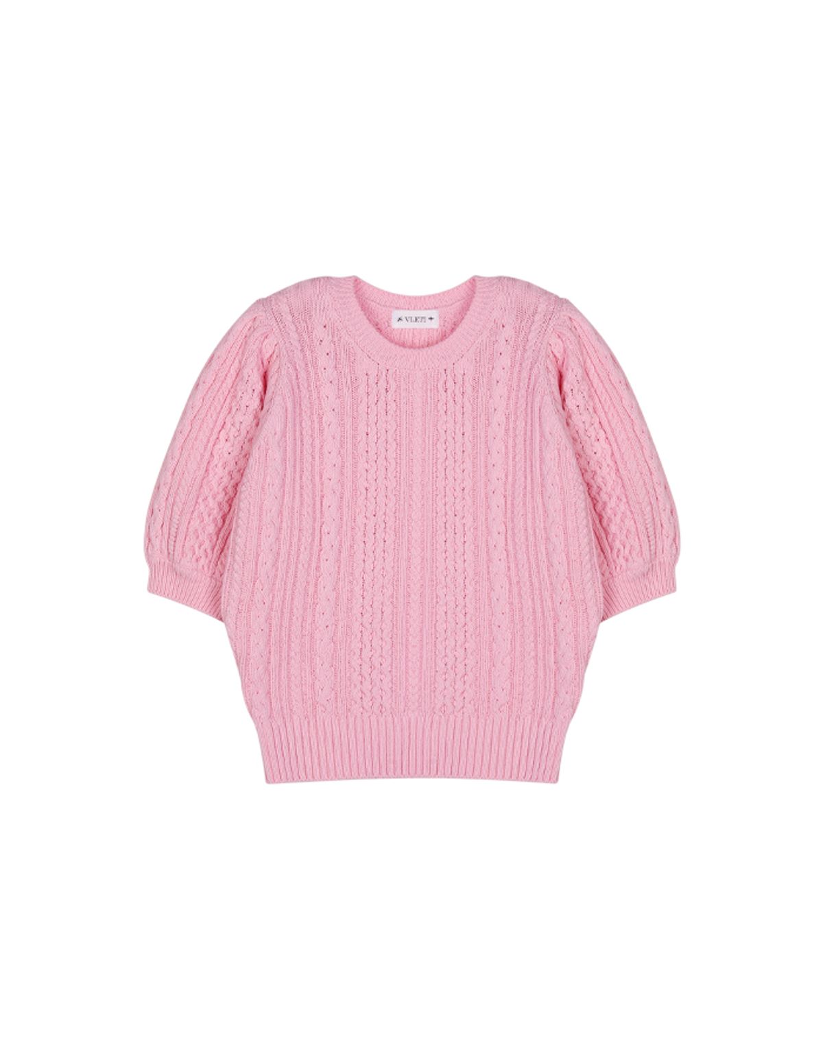 블레티(VLETI) [Cotton 100%] Round Shirring Cable Half Knit (Light_pink)